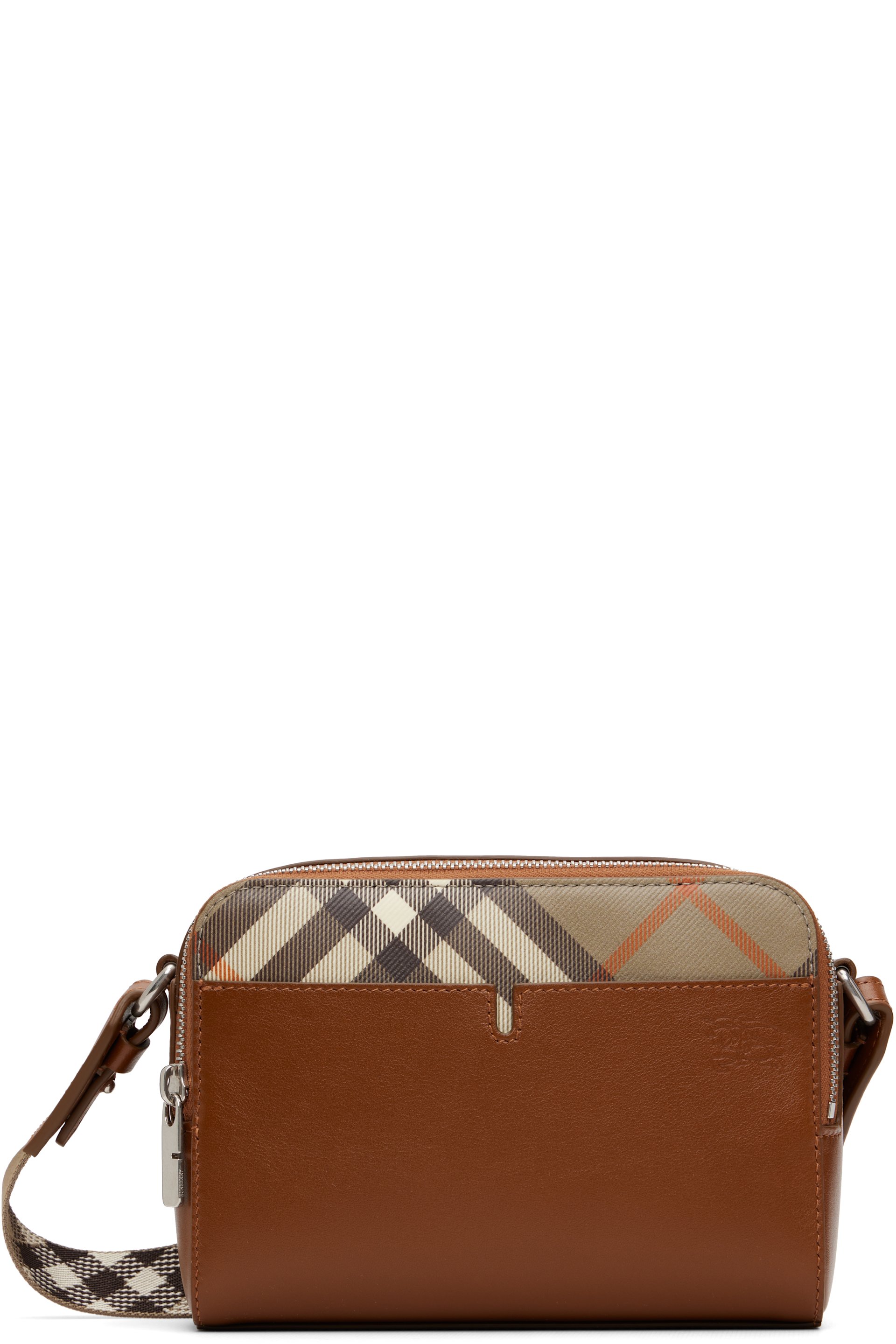 Burberry - Tan Pop Check Crossbody Bag