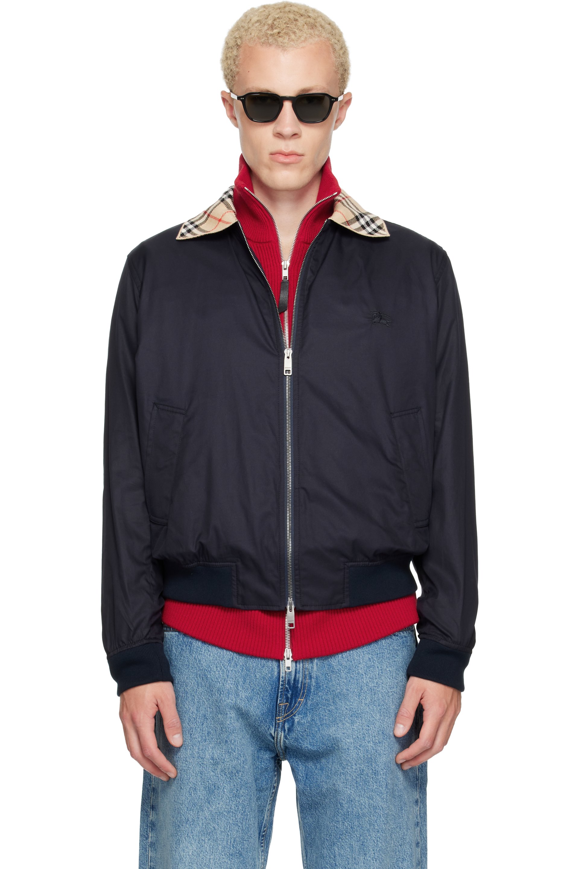 Burberry - Navy Gabardine Glenfields Harrington Jacket