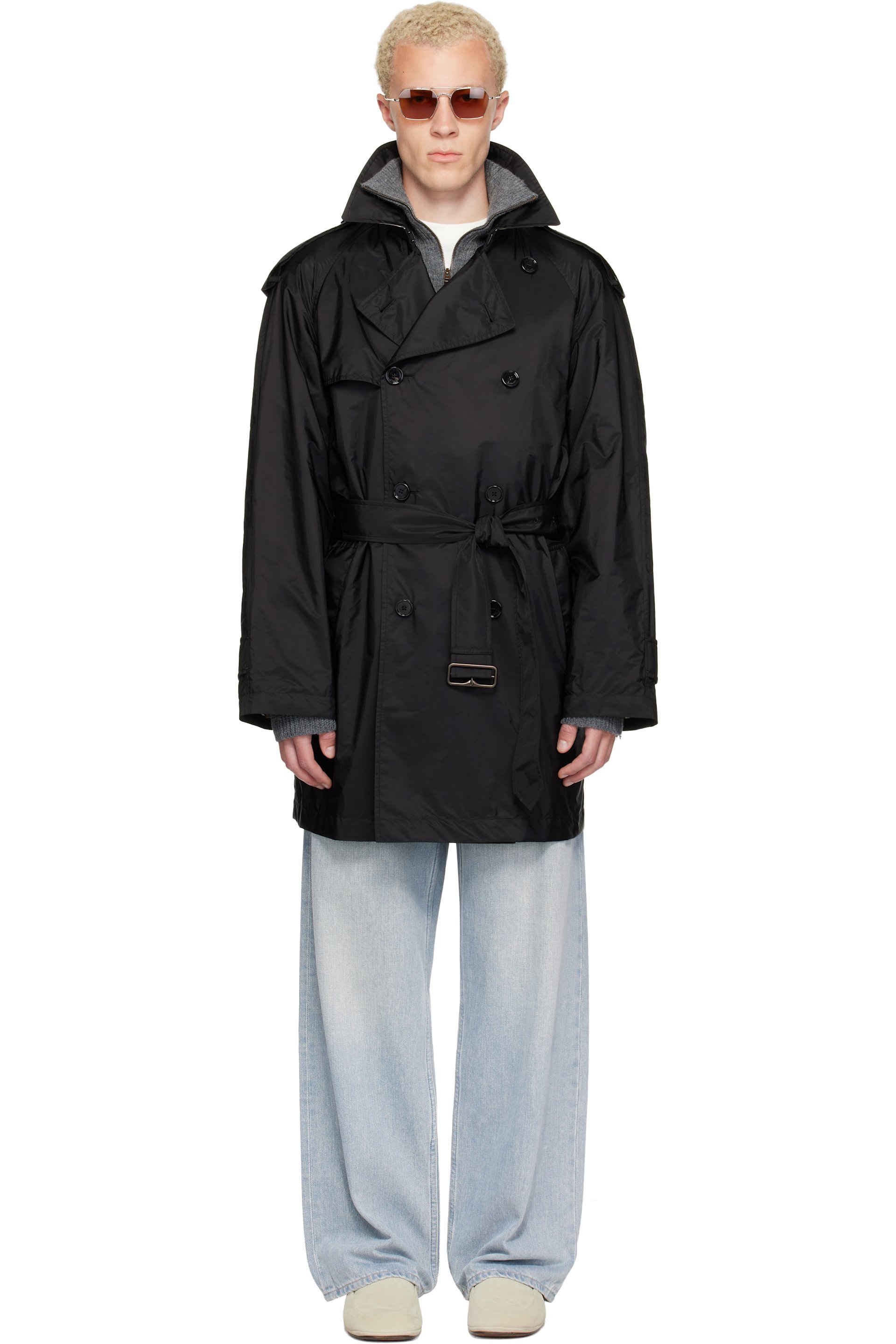 Burberry - Black Mid-length Nylon Leadenham Trench Coat