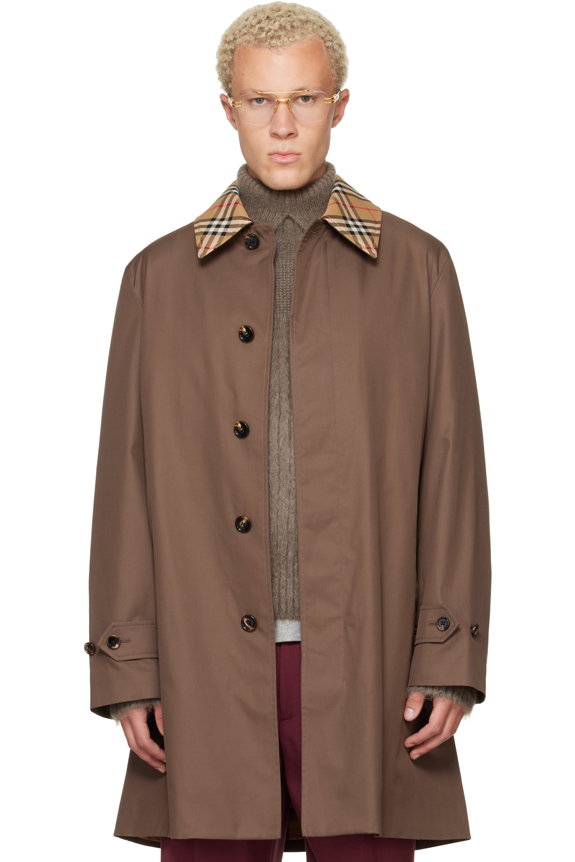 Burberry - Brown Mid-Length Gabardine Car Coat