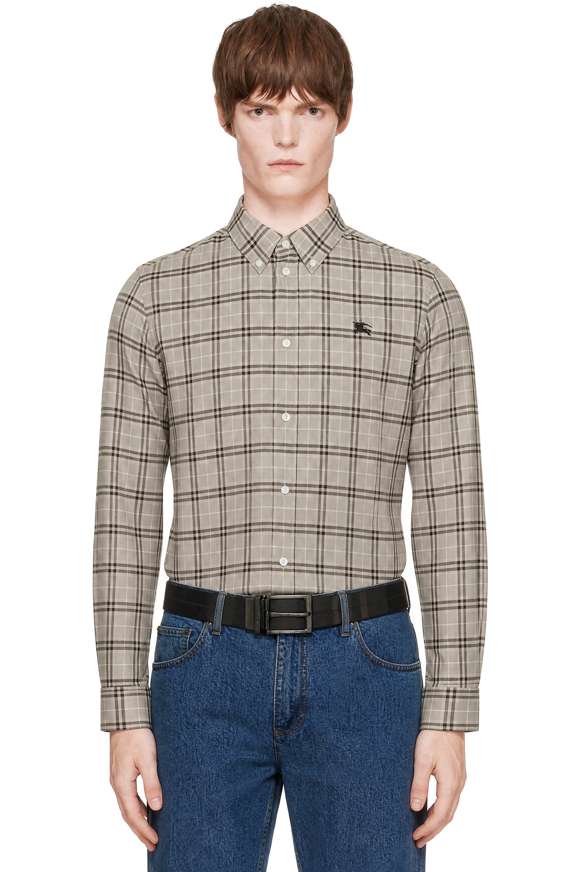Burberry - Gray Relaxed Fit Check Cotton Shirt
