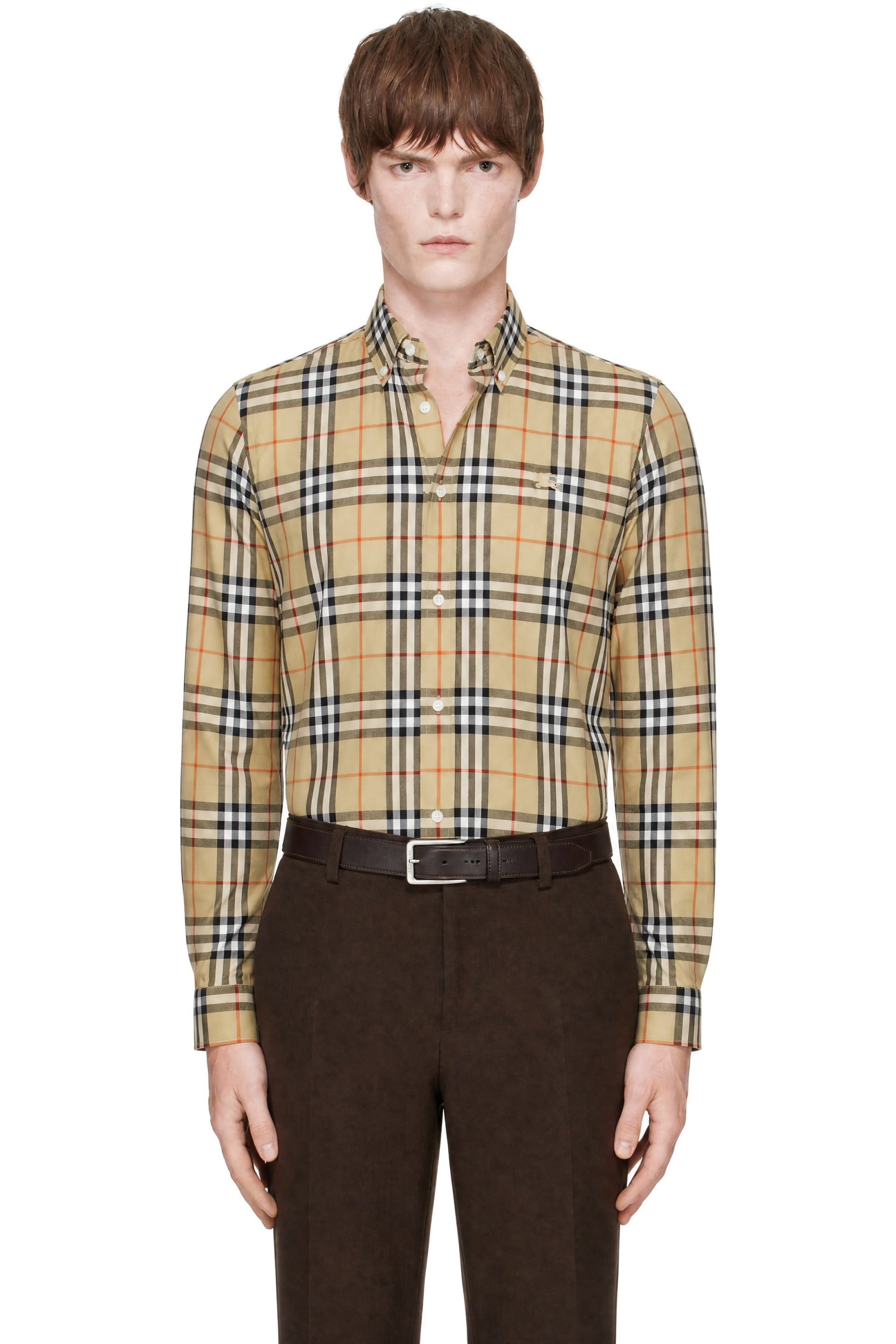 Burberry - Beige Relaxed Fit Check Cotton Shirt