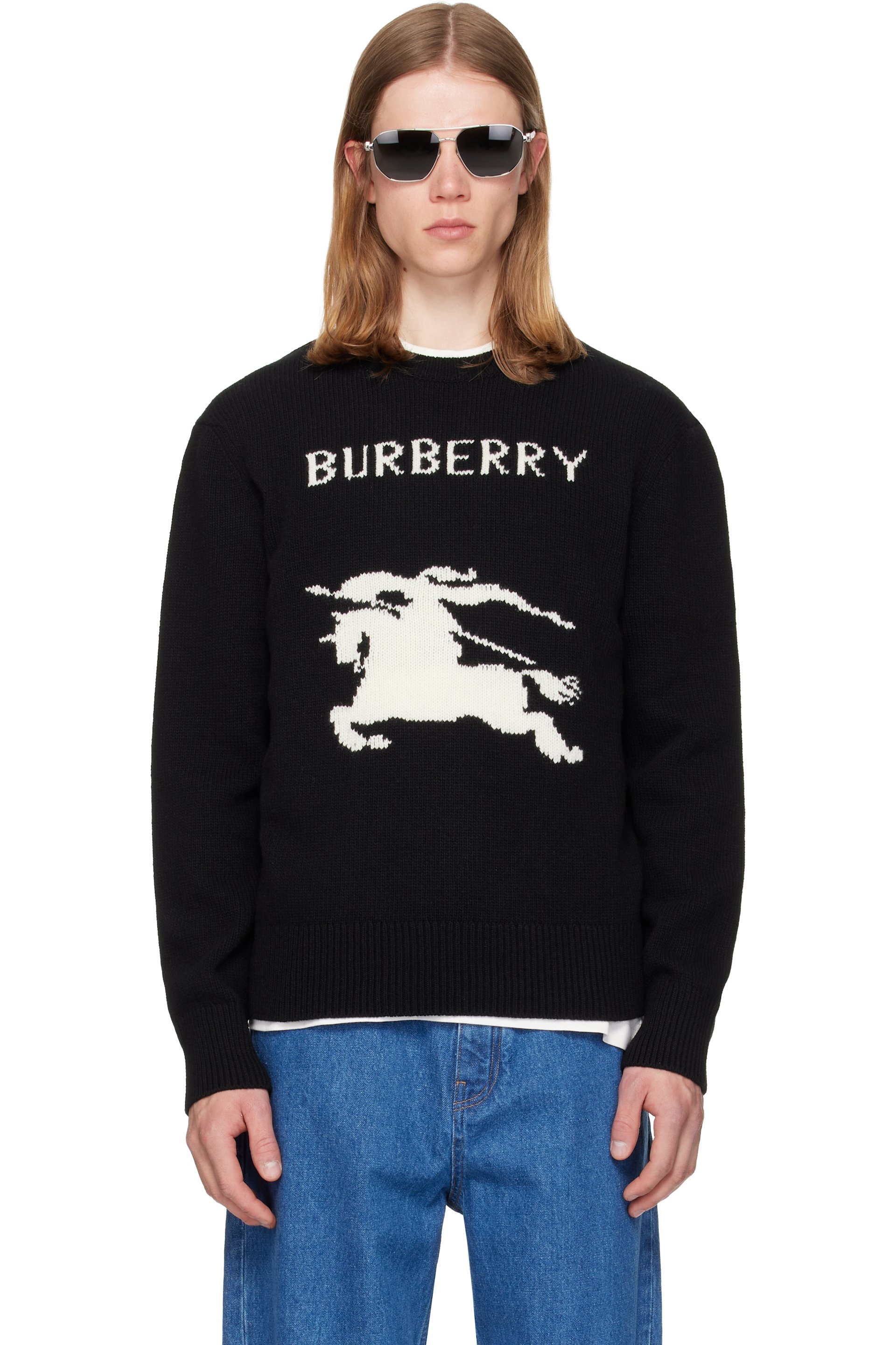Burberry - 黑色 Knight Wool Cashmere 毛衣