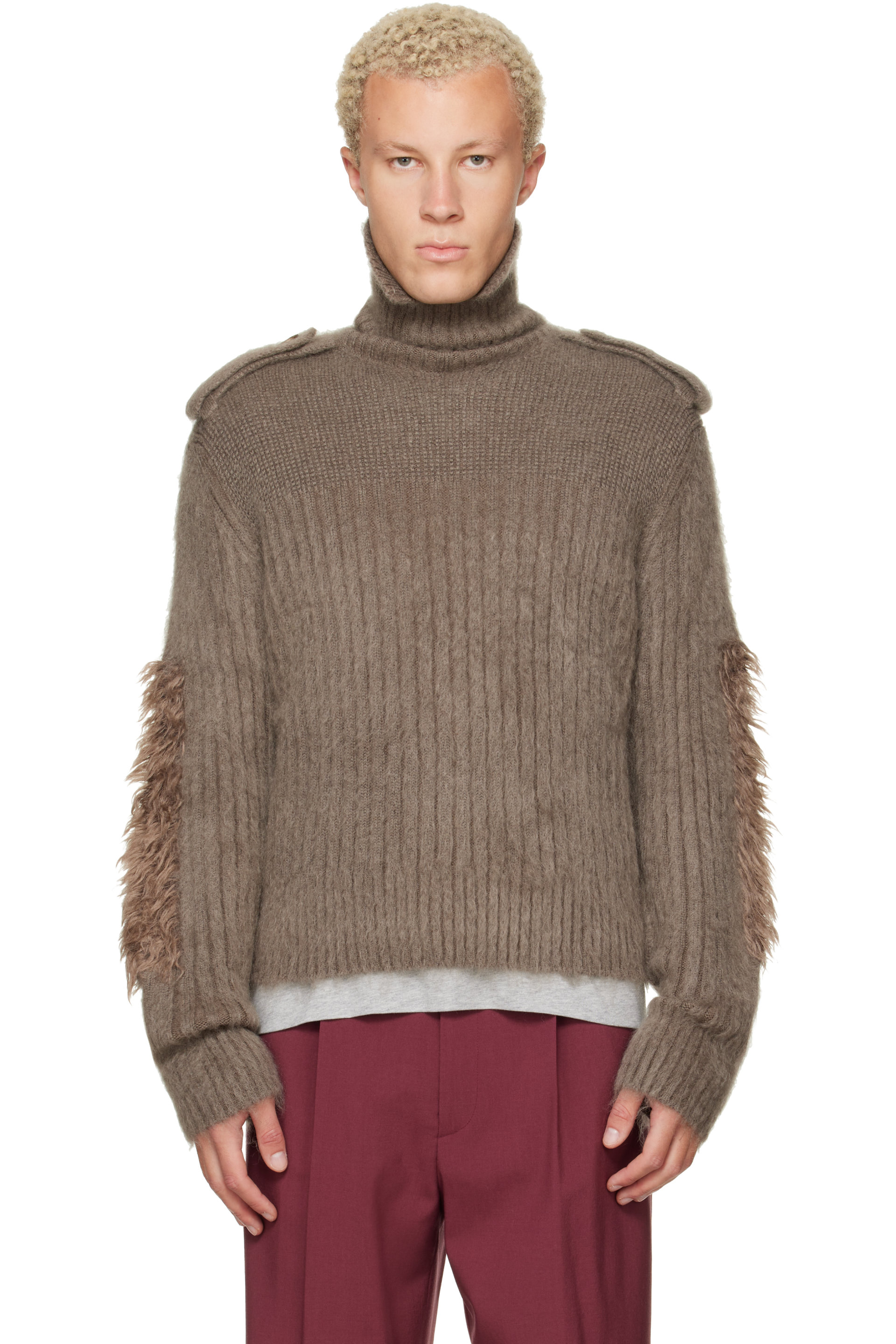 Burberry - Taupe Epaulet Turtleneck