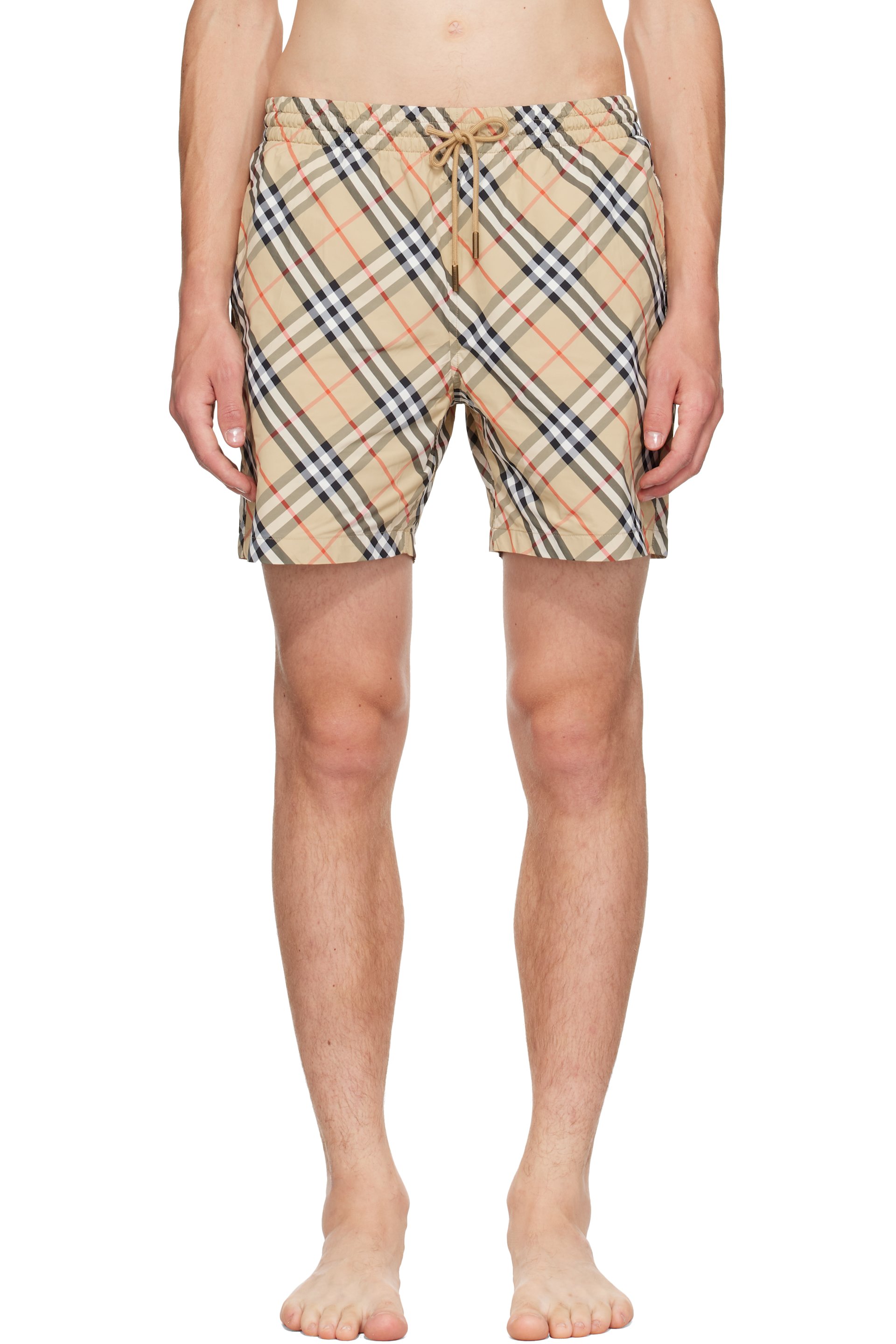 Burberry - Maillot de bain beige à carreaux