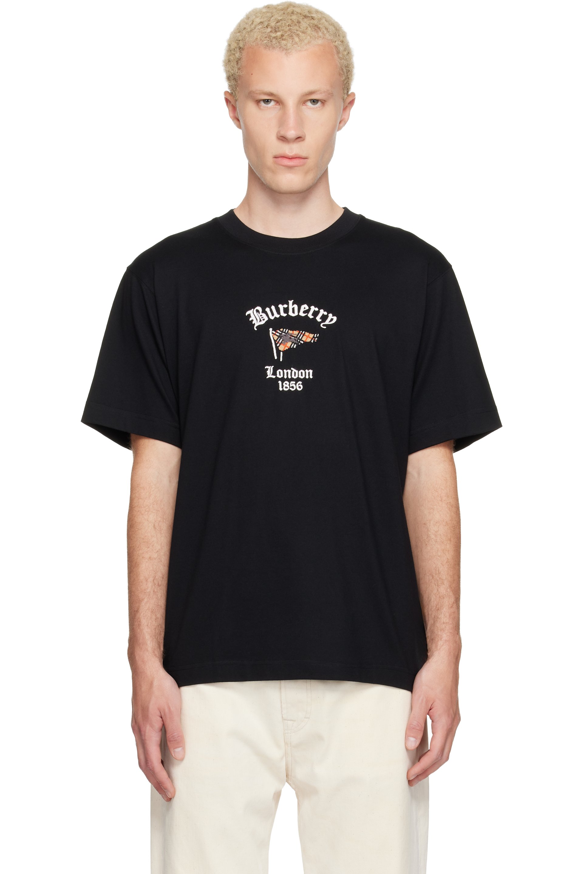 Burberry - Black Check Flag Cotton T-shirt