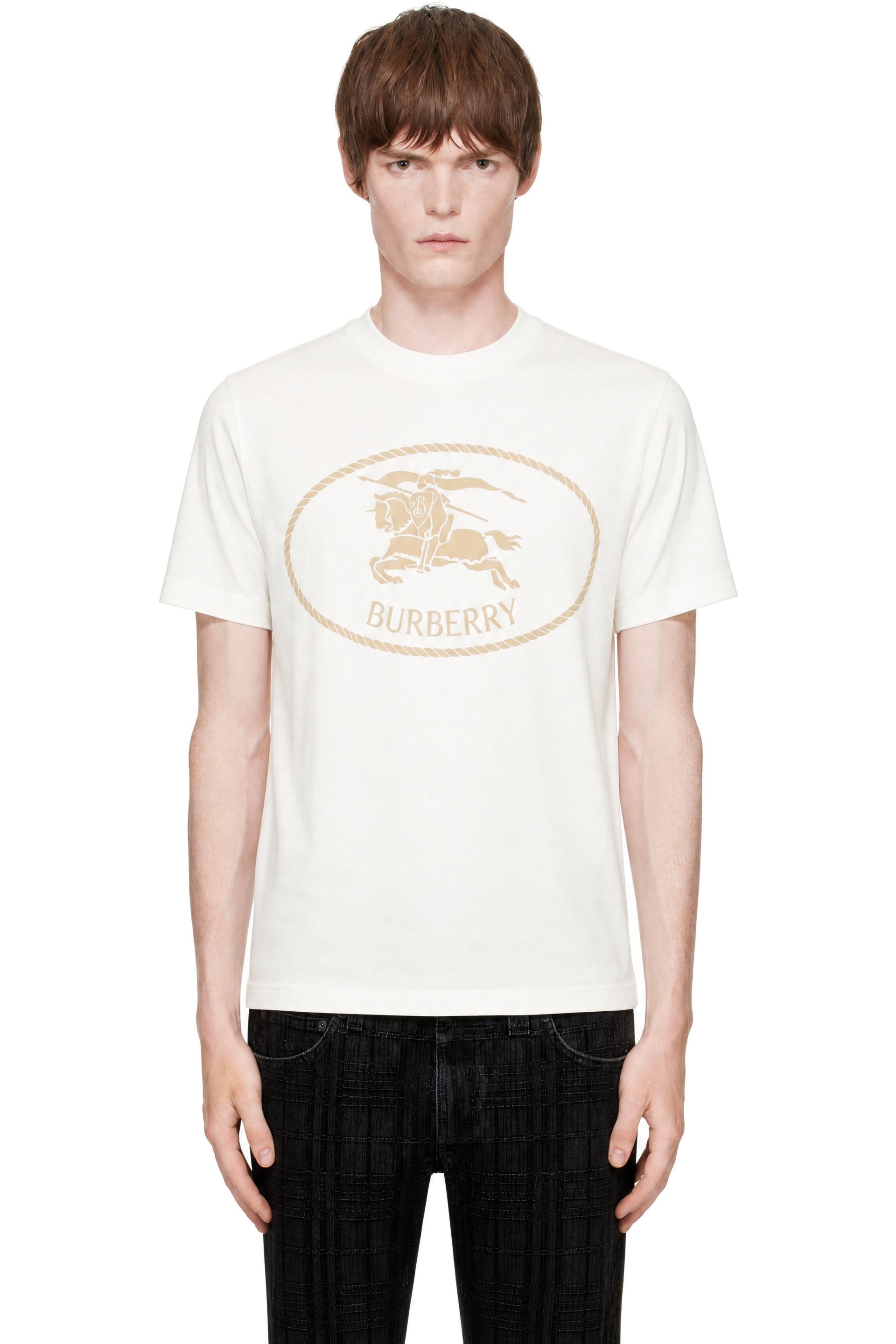 Burberry - Off-White Knight Stamp Cotton T-shirt