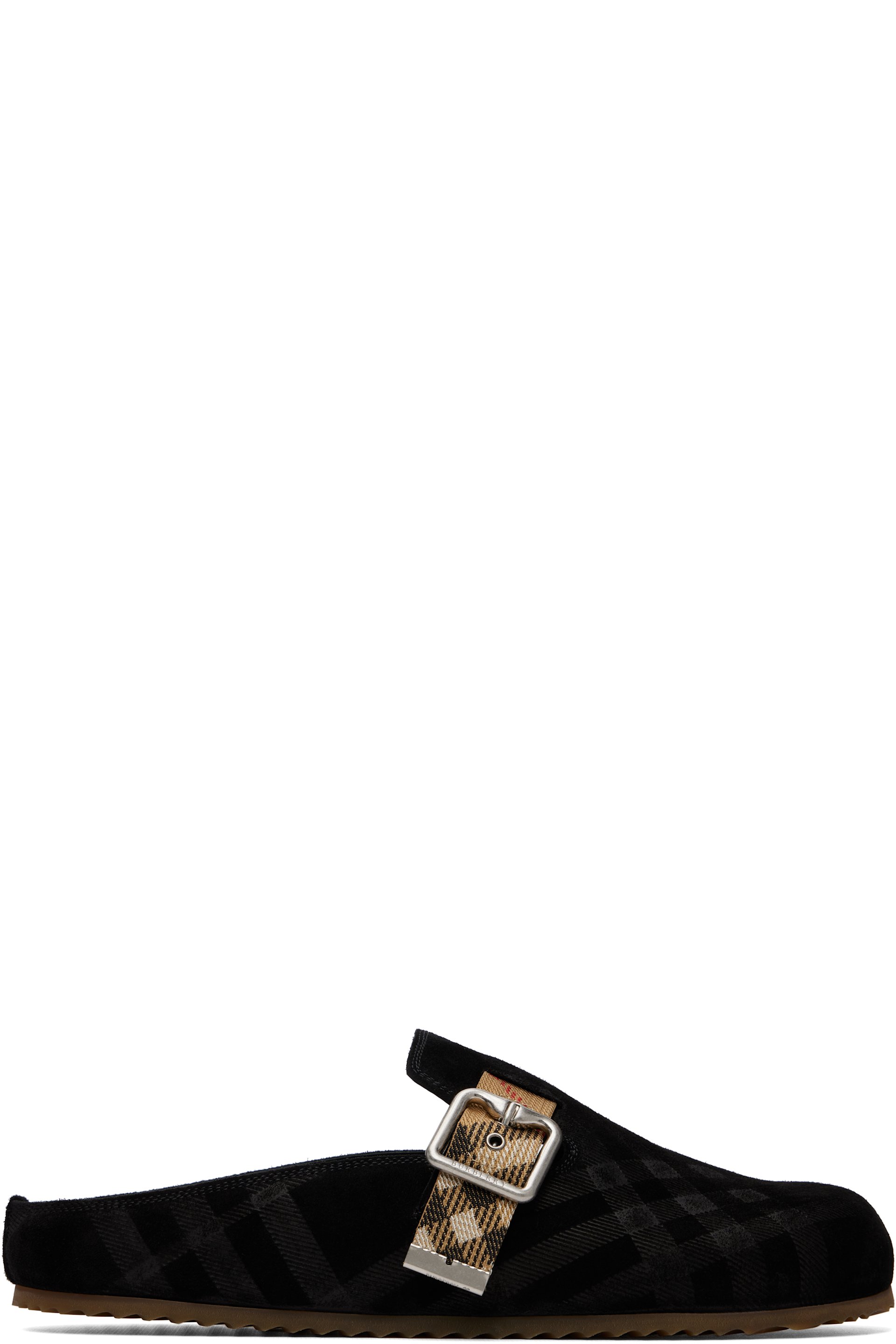 Burberry - Black Check Suede Urchin Loafers