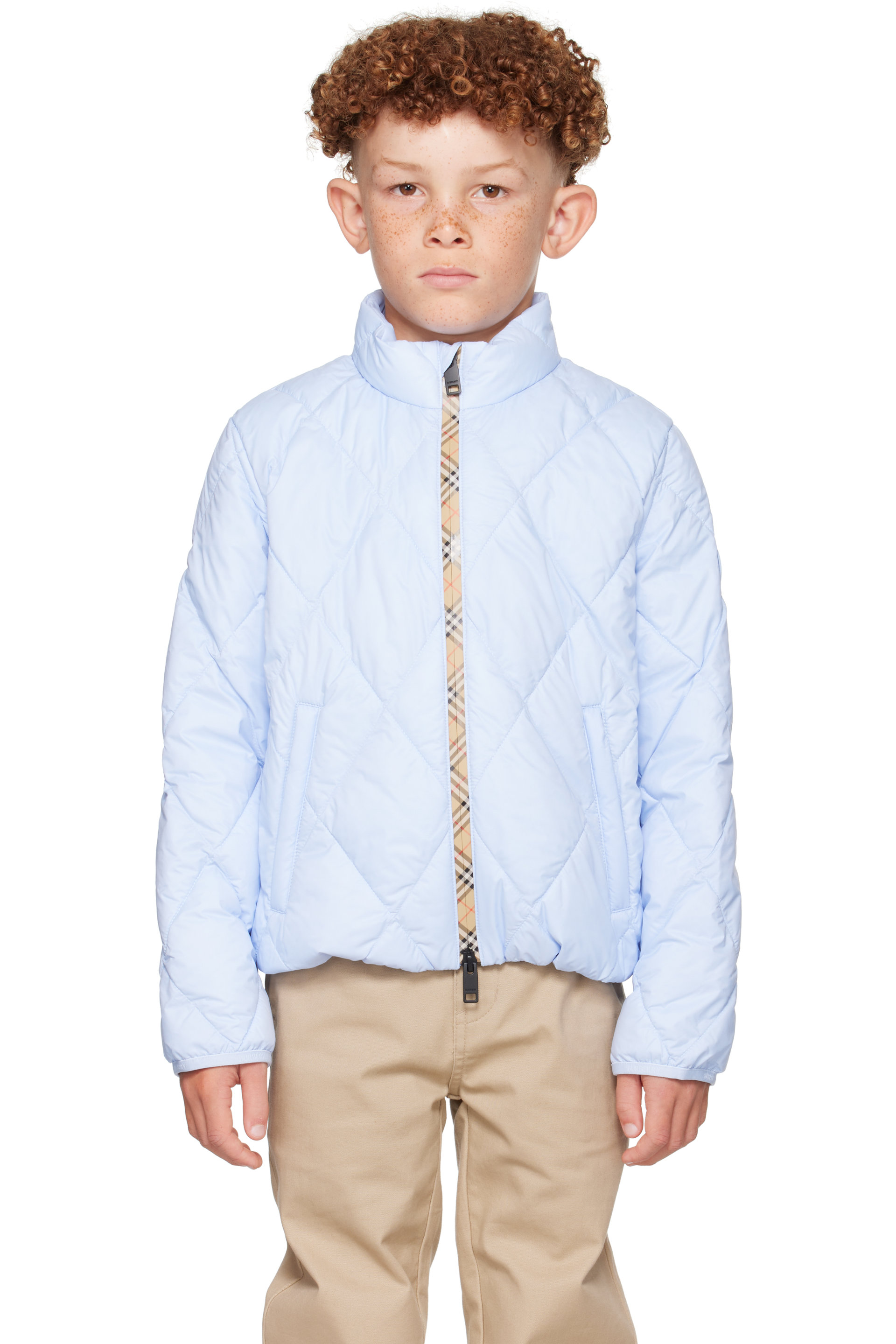 Burberry - Kids Blue Quilted Nylon Jacket