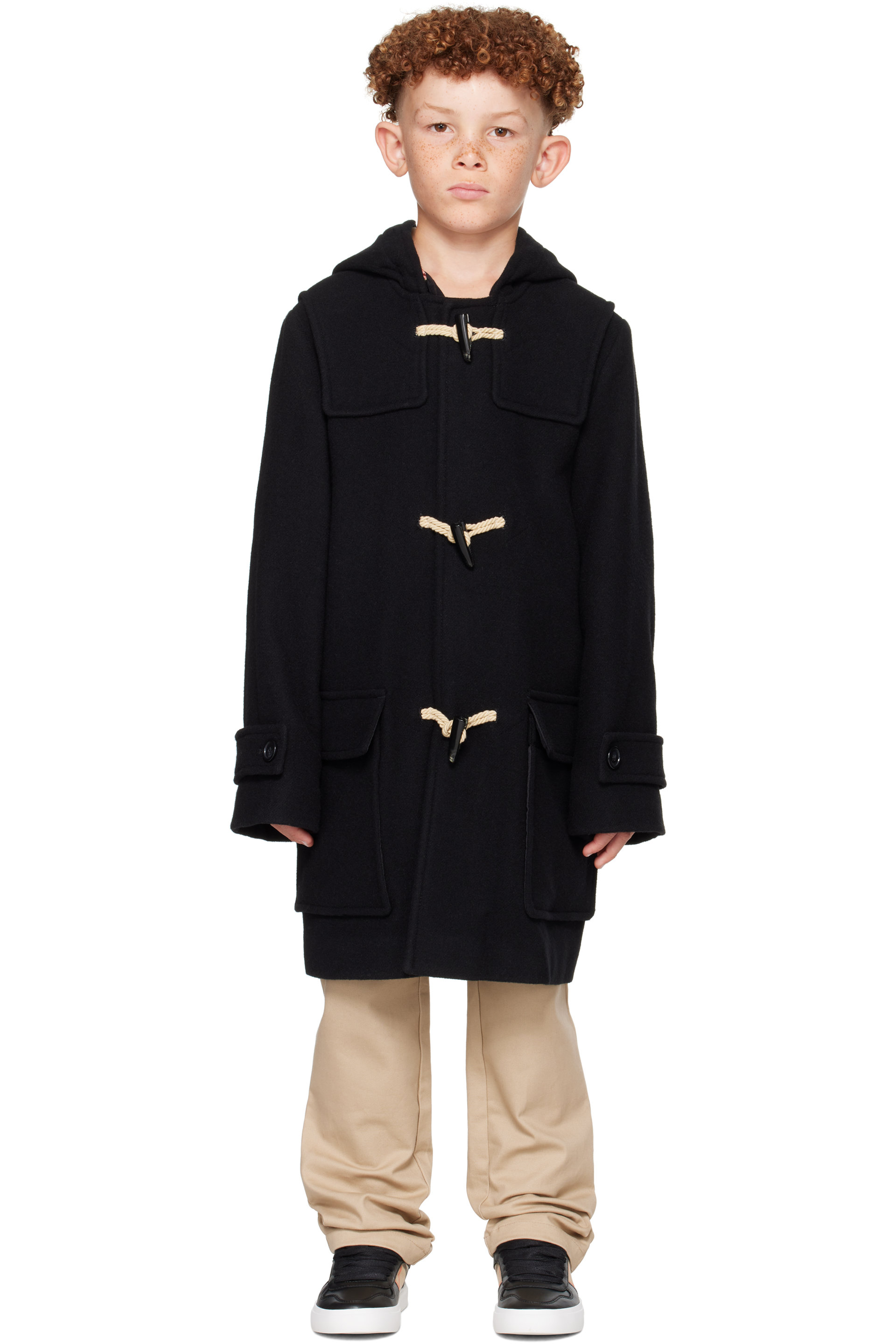 Burberry - Kids Black Wool Blend Duffle Coat