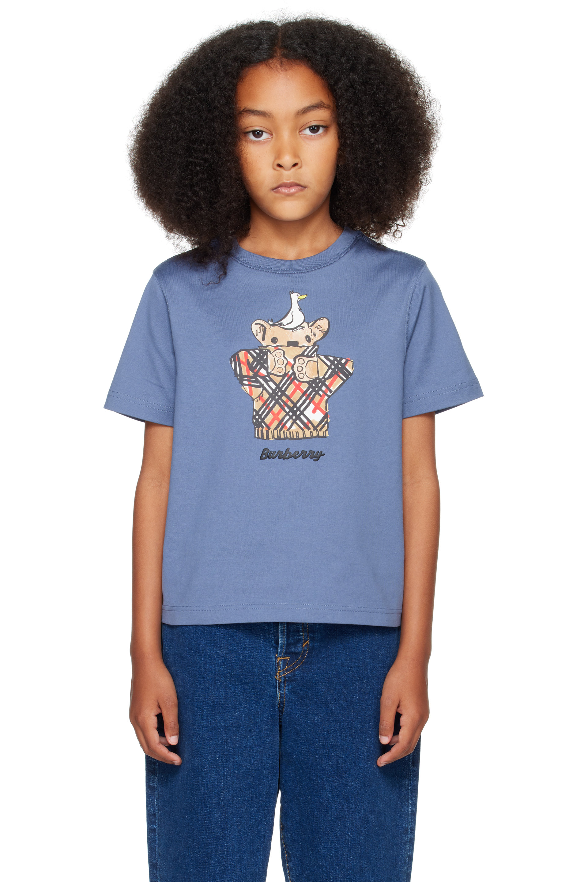 Burberry - 蓝色 Cosy Bear Cotton 儿童 T 恤