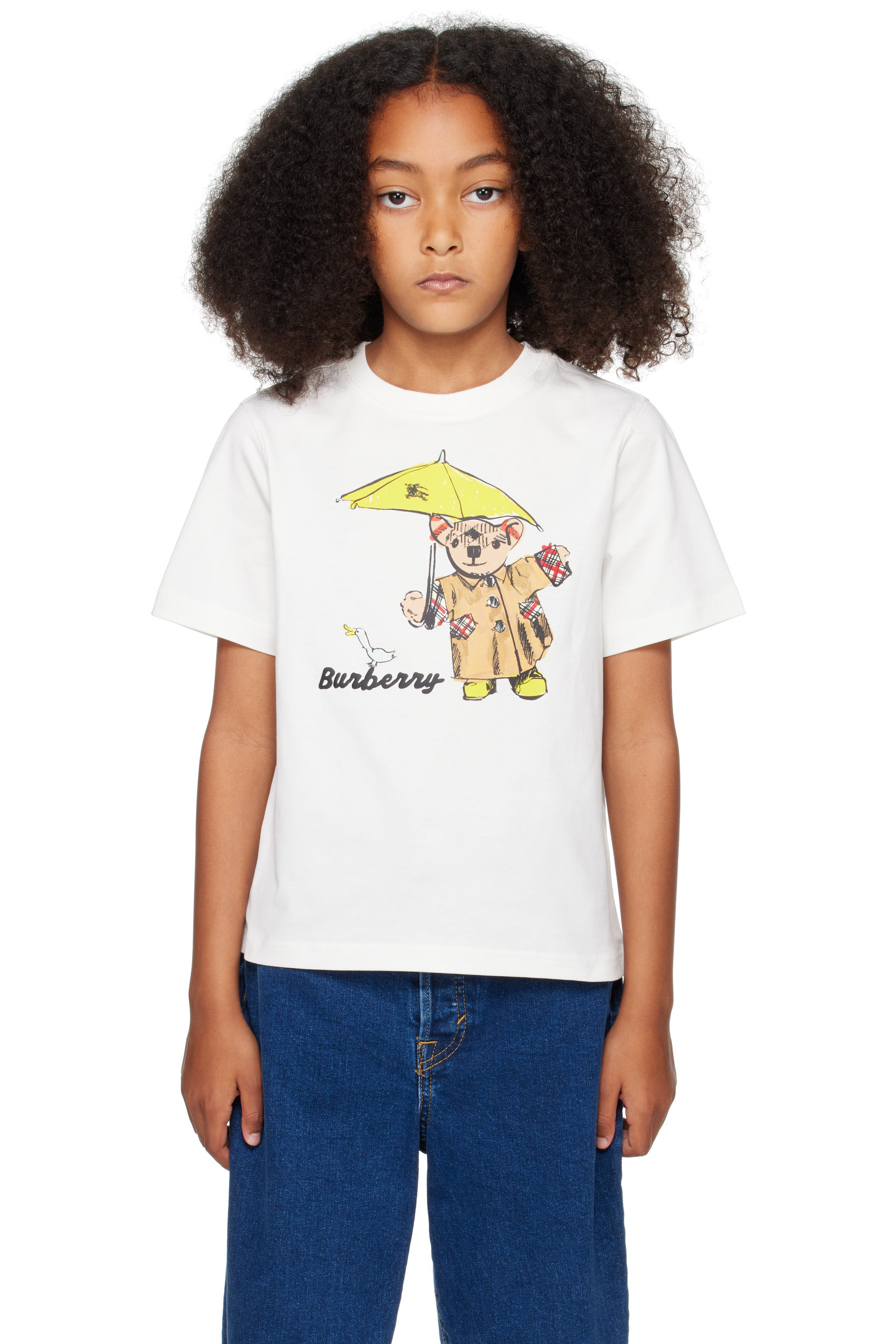 Burberry - 白色 Rain Bear Cotton 儿童 T 恤