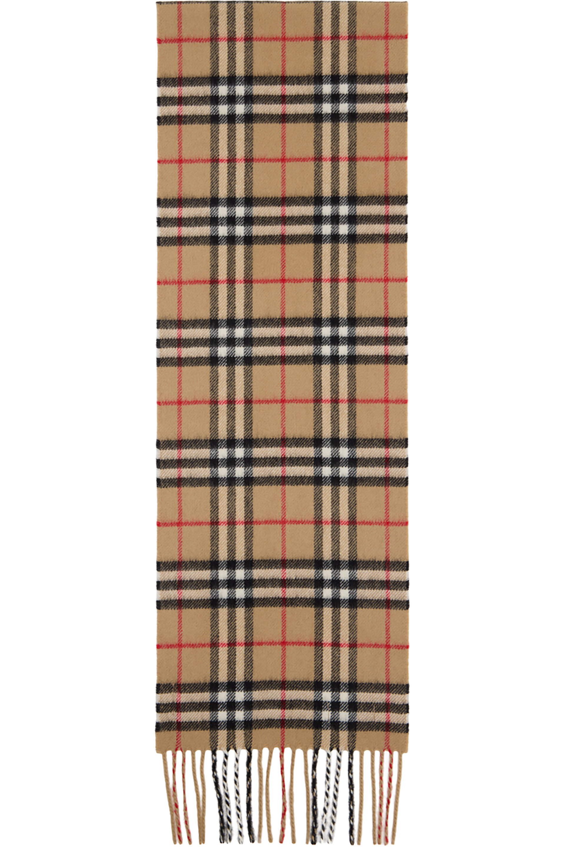 Burberry - Kids Beige Check Cashmere Scarf