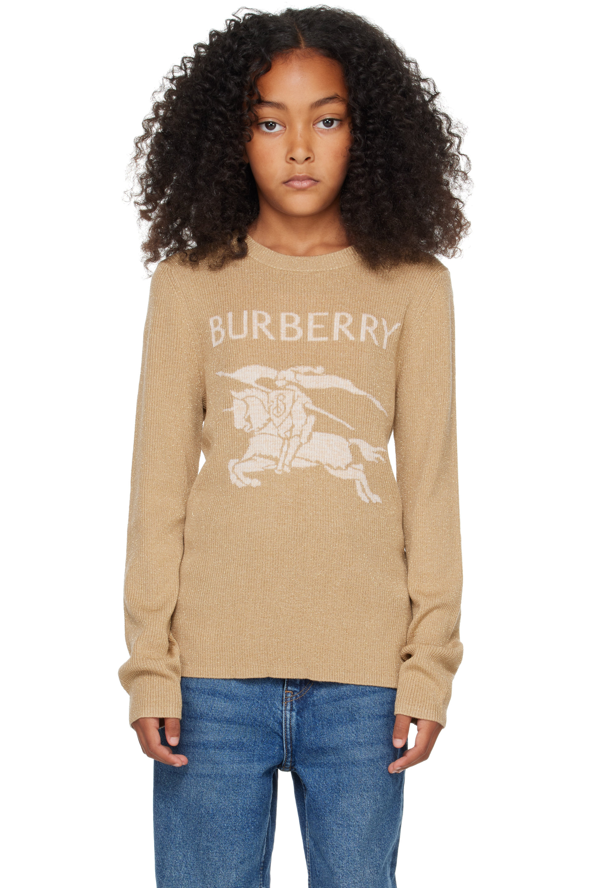 Burberry - Kids Beige Knight Wool Blend Sweater