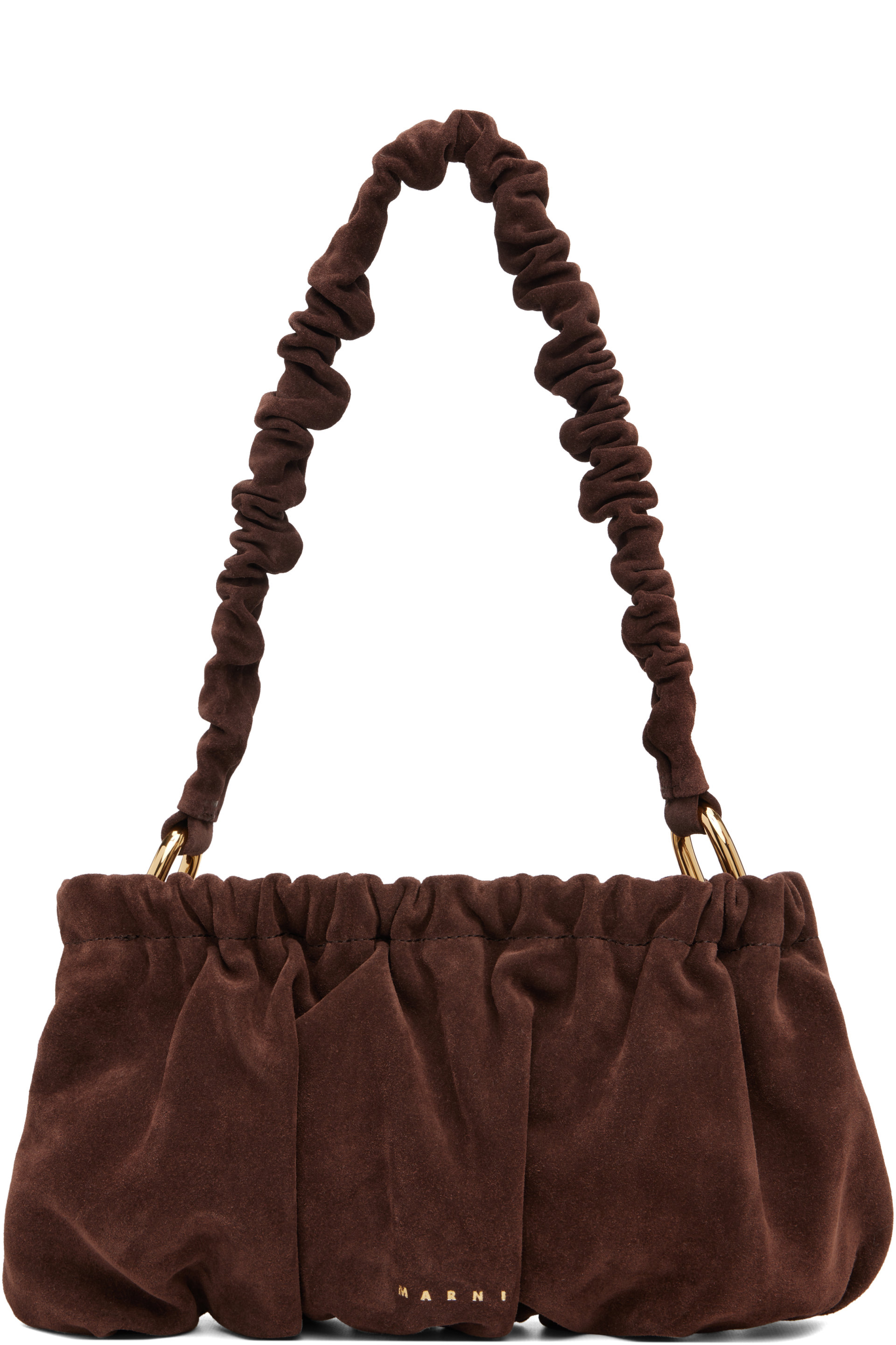 Marni - Brown Suede Ruffles Clutch Bag