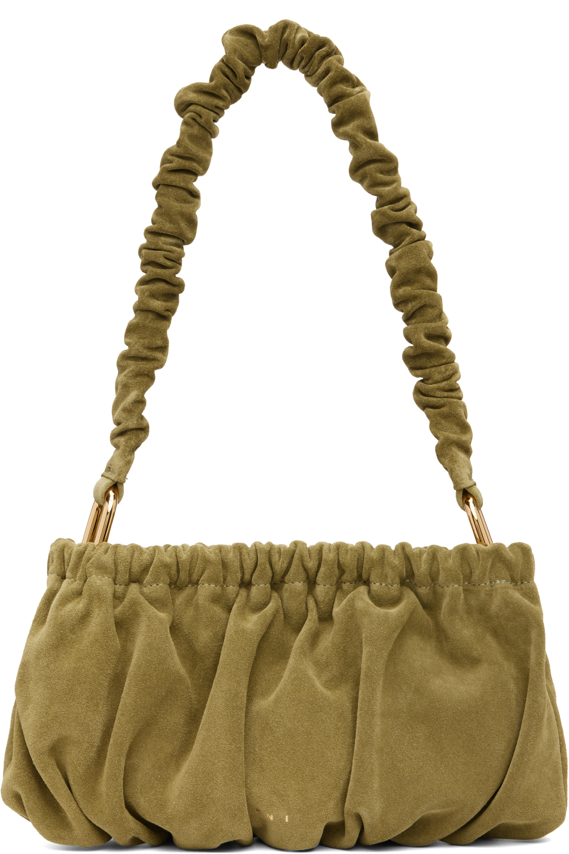 Marni - Green Suede Ruffles Clutch Bag
