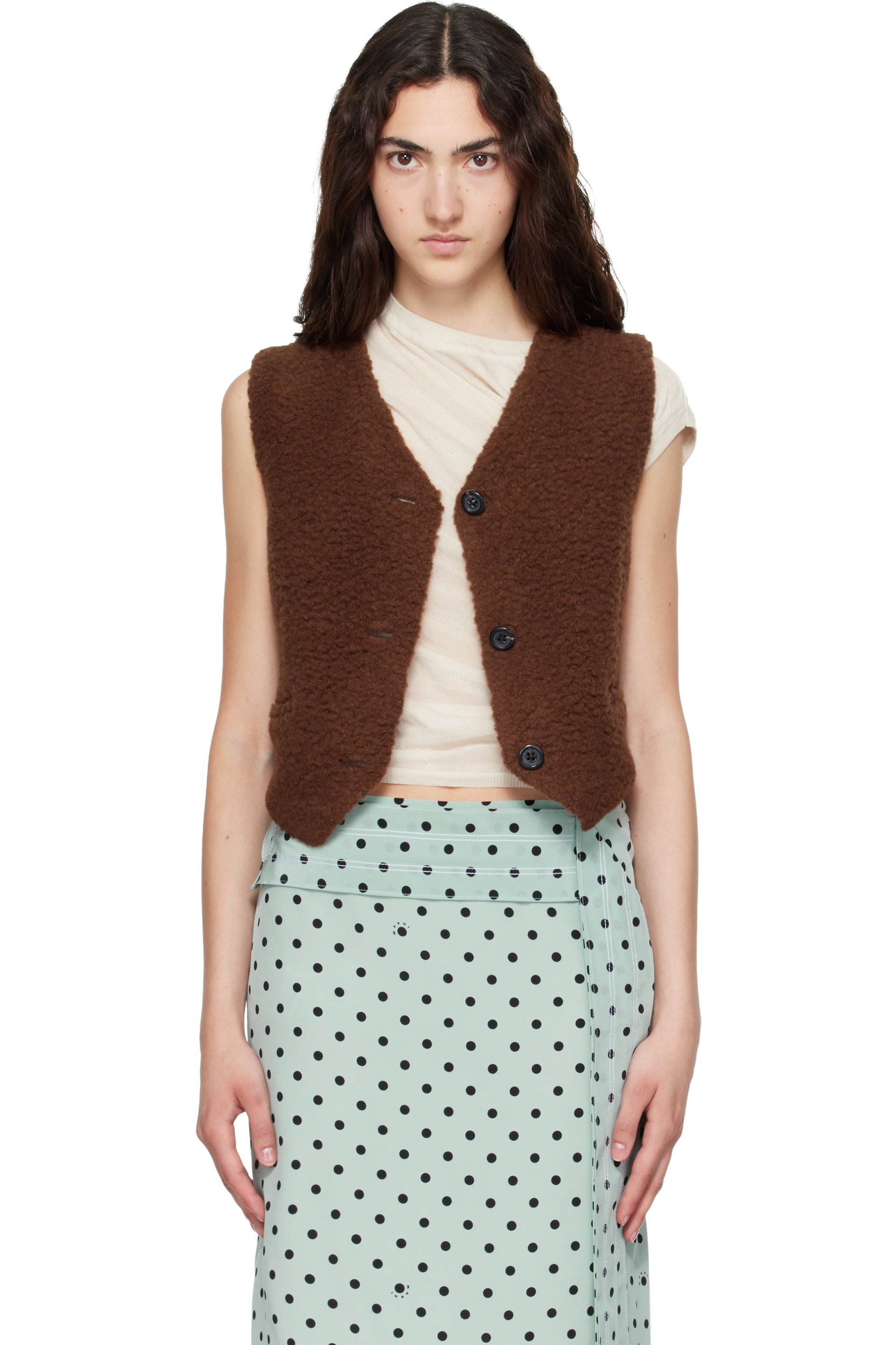 Marni - Brown Curly Wool Vest