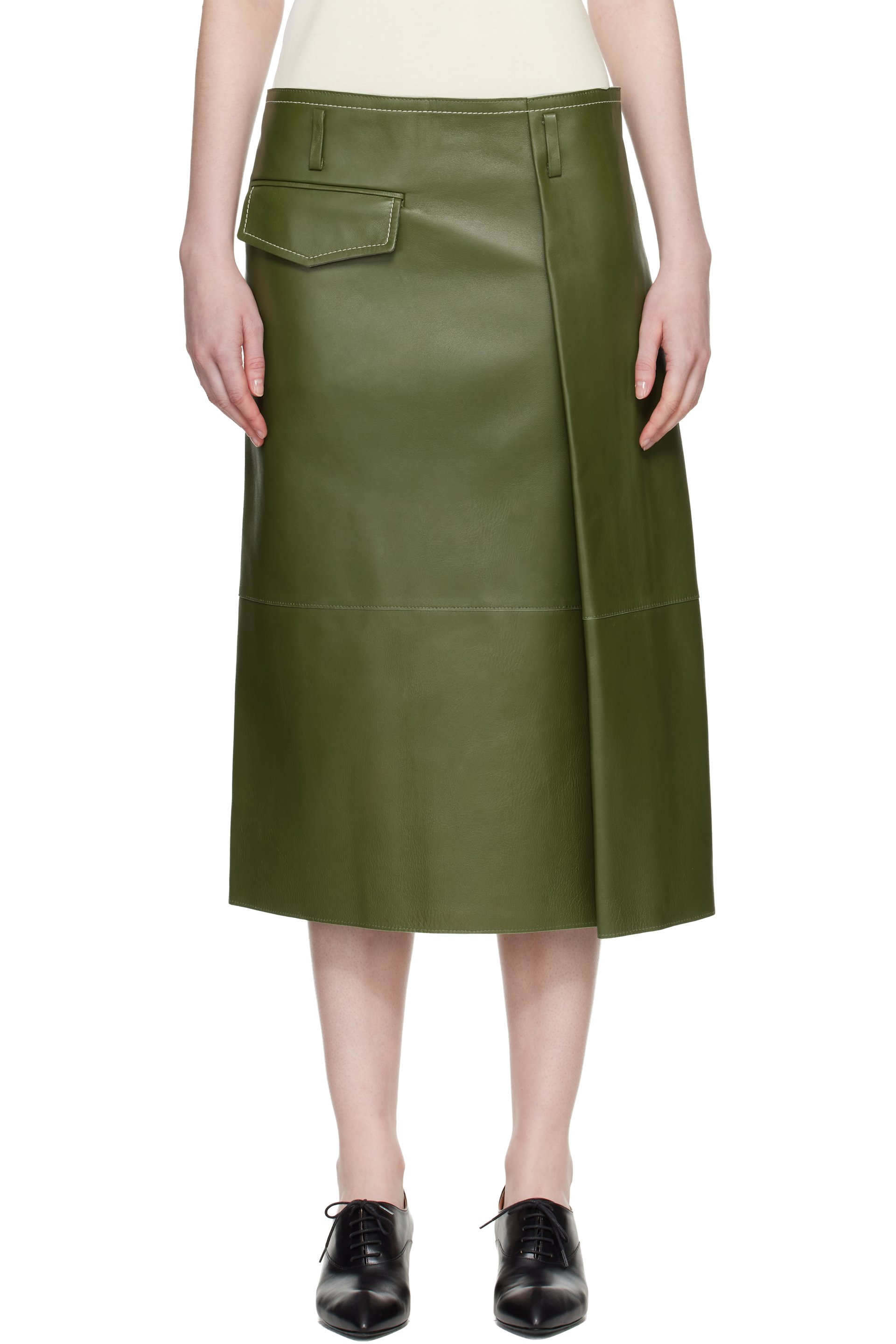 Marni - グリーン Pocket Bonded Nappa Leather ミディアムスカート