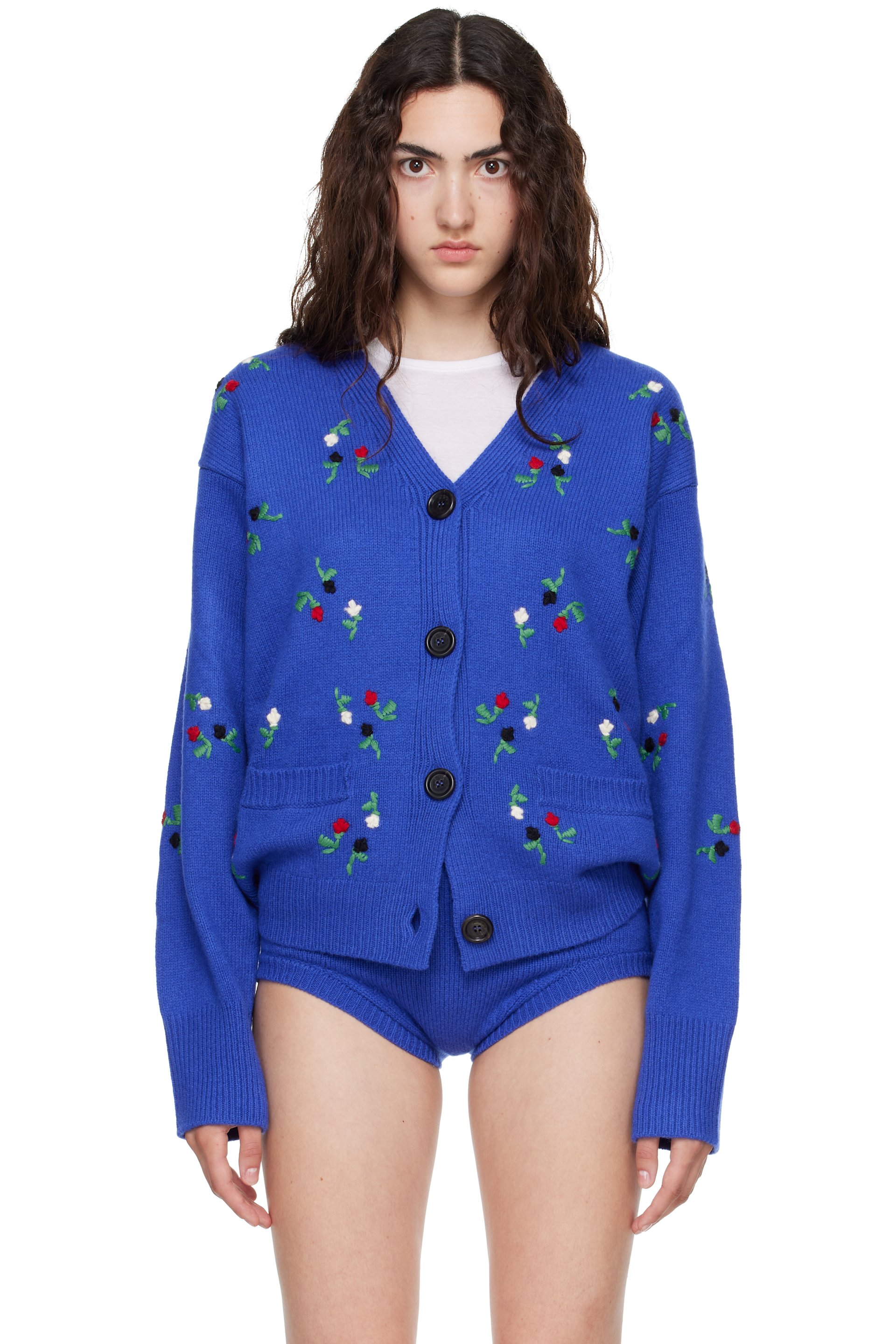 Marni - Blue Floral Details Cardigan