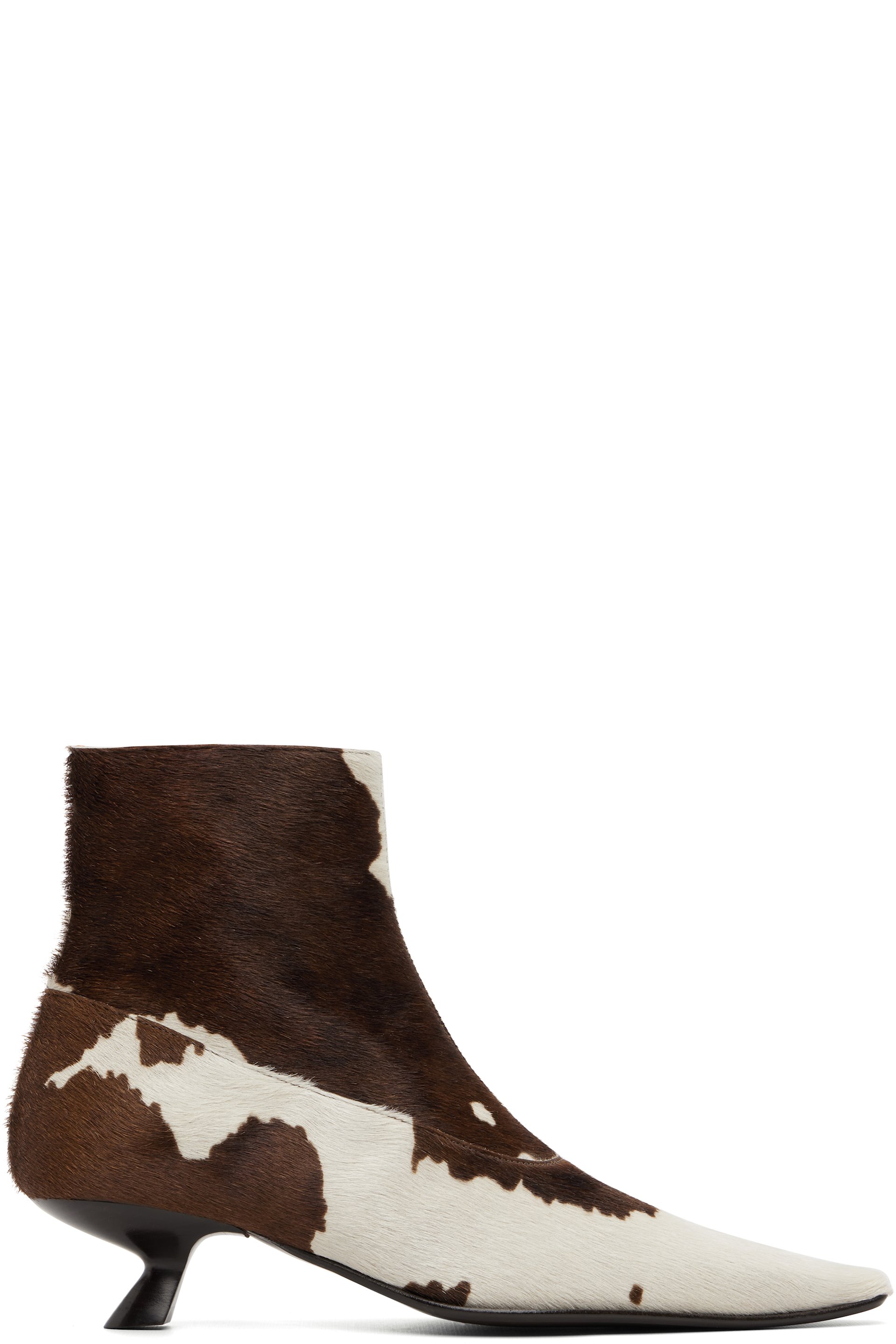 Marni - White & Brown Cow-Print Ponyhair Cindi Boots
