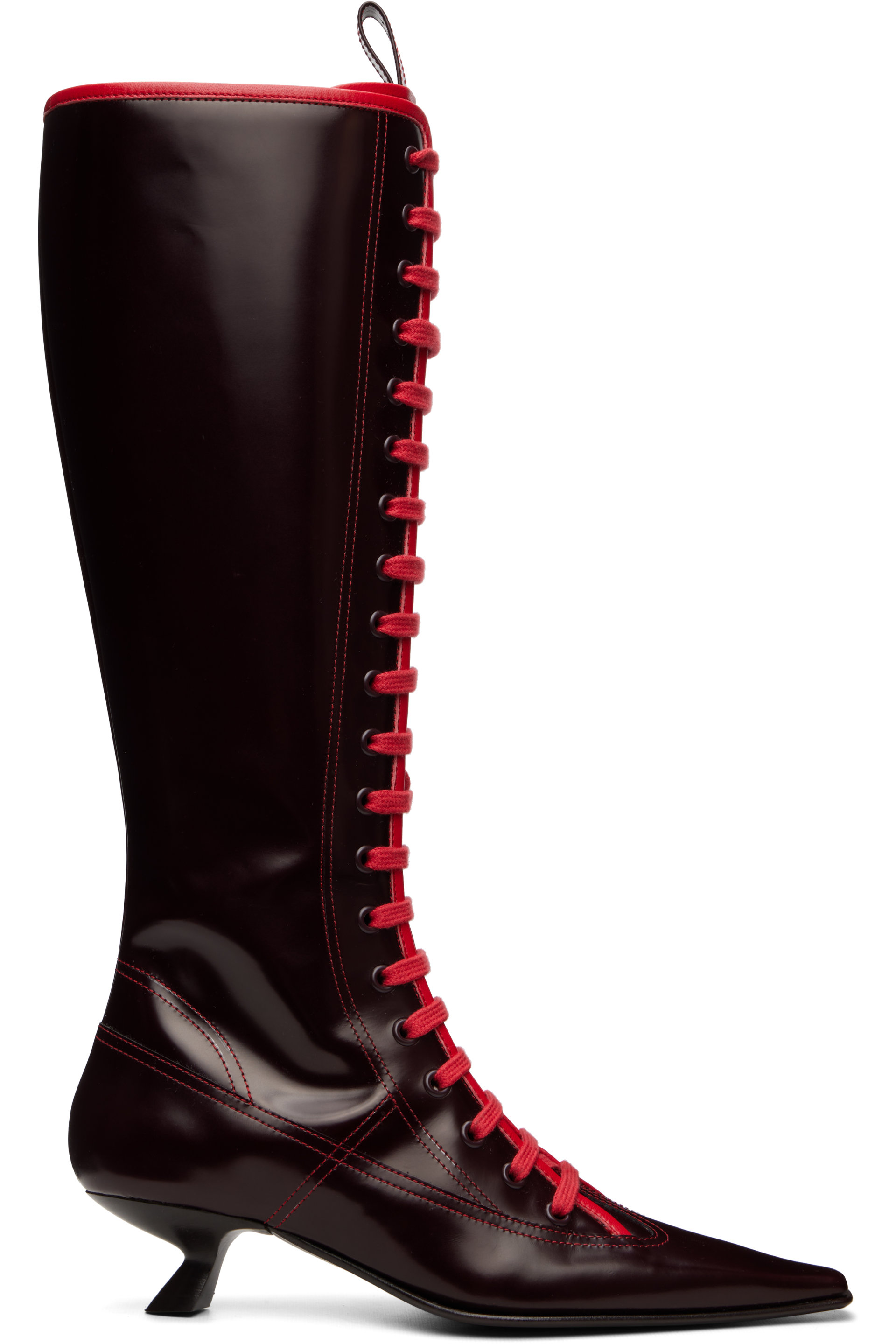 Marni - Brown Leather Lace-Up Tall Boots