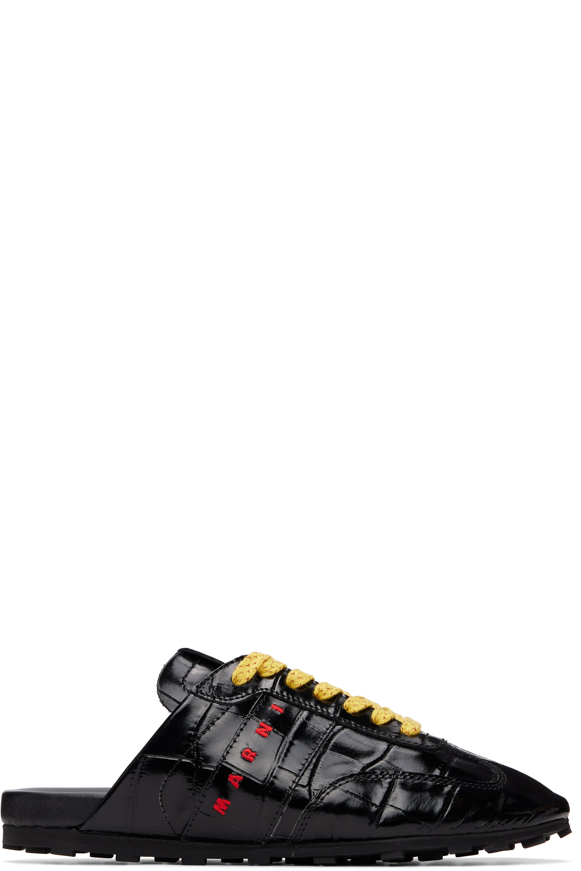 Marni - Black Croc-Effect Leather Softy Soccer Slip-On Sneakers