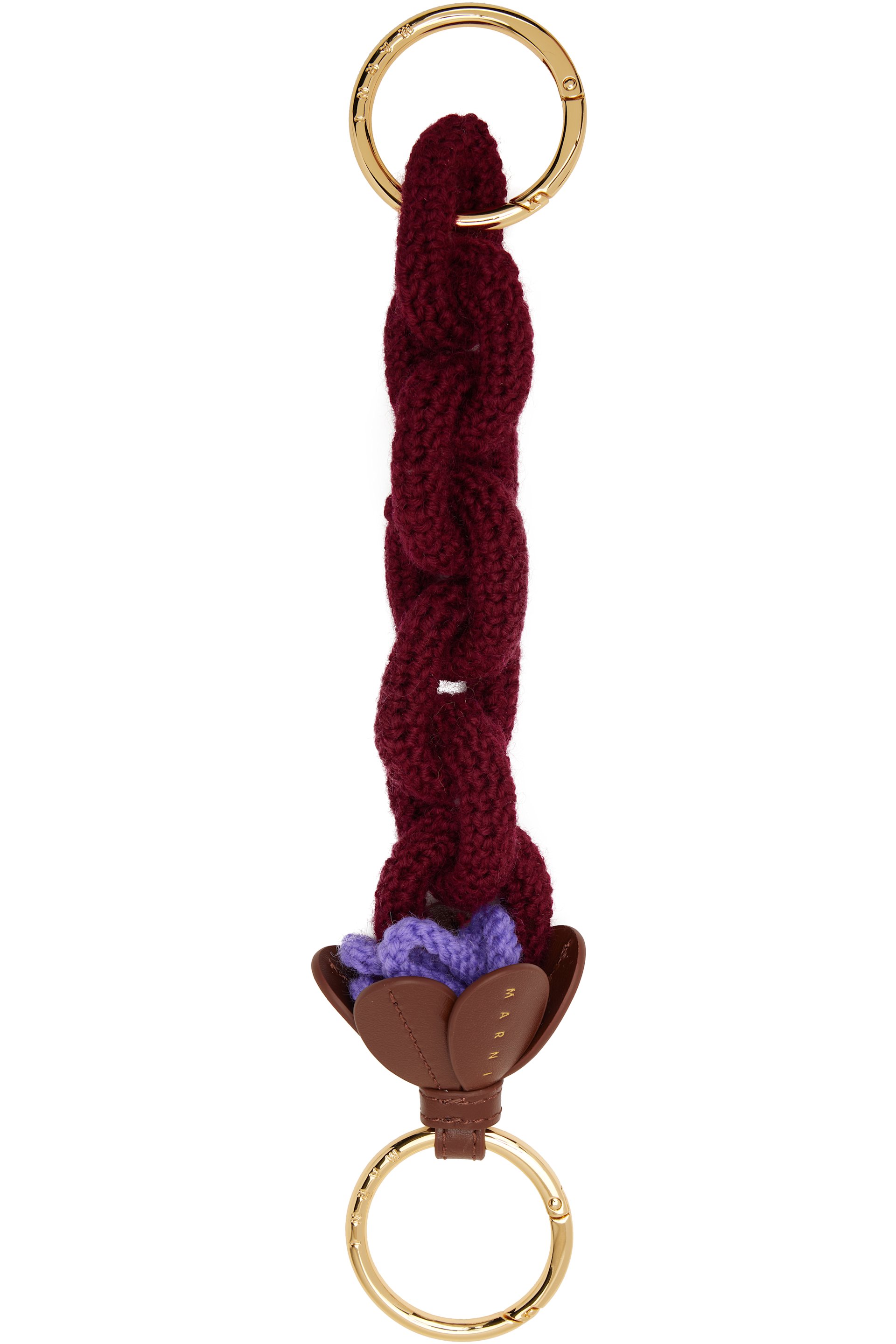 Marni - Burgundy & Brown Knit Bag Charm