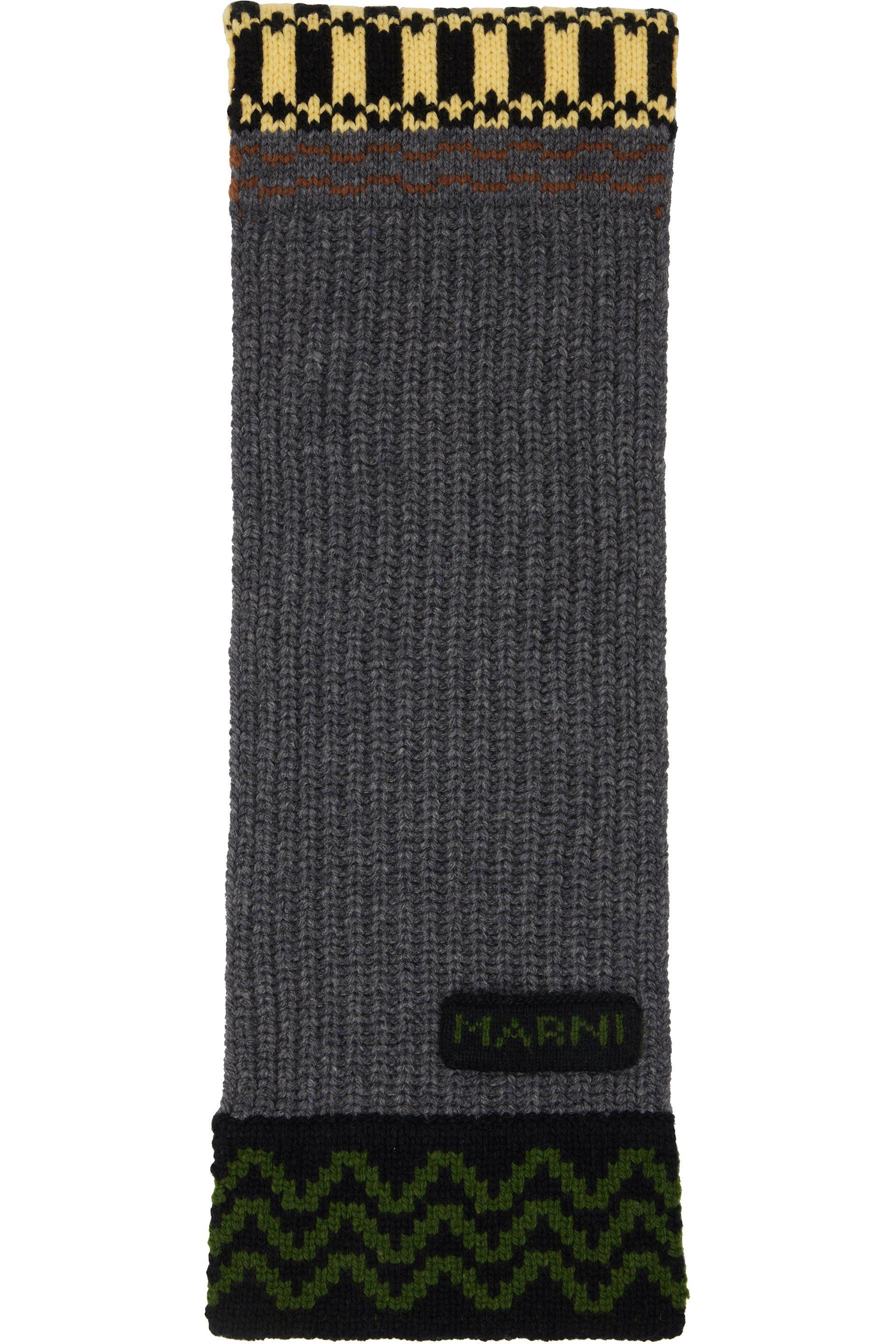 Marni - Écharpe gris et jaune en laine