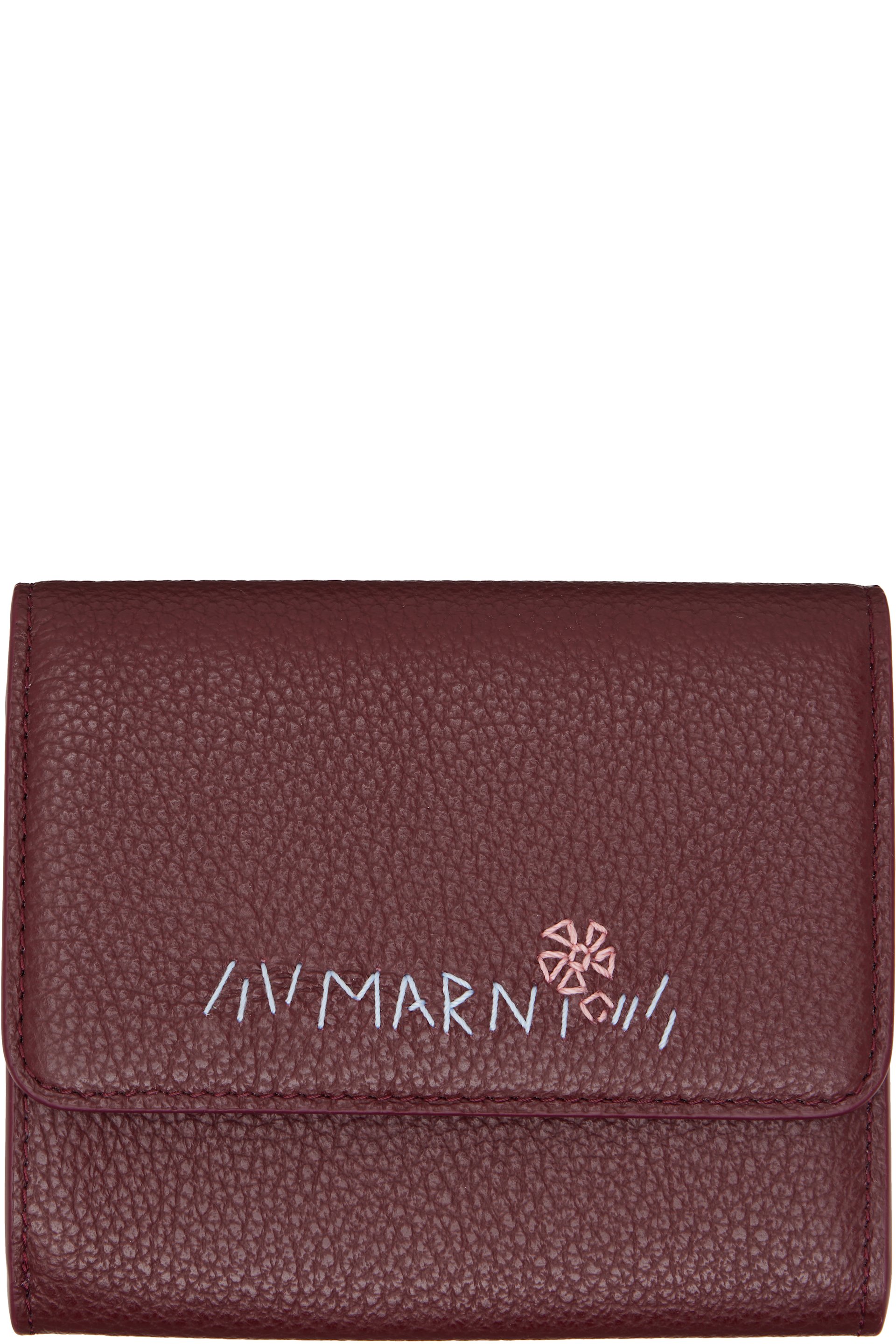 Marni - Burgundy 'Marni Mending' Leather Flap Card Holder