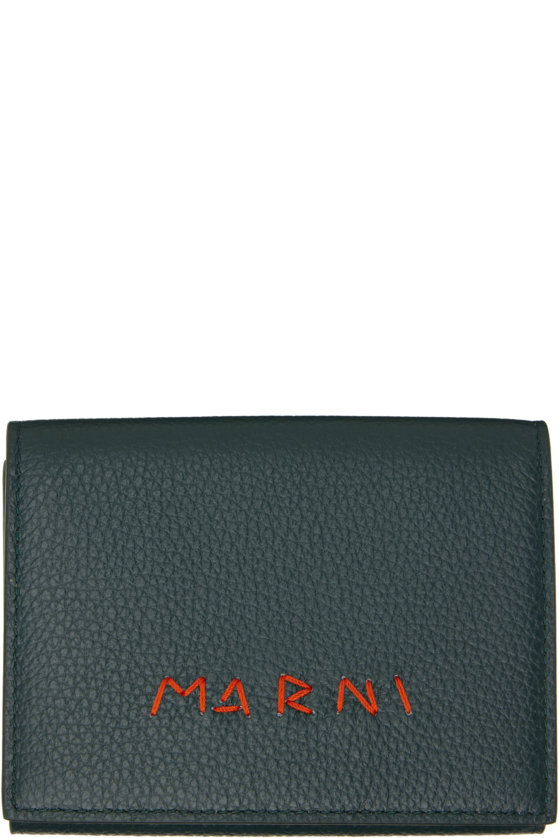 Marni - 绿色 Marni Mending Leather 钱包