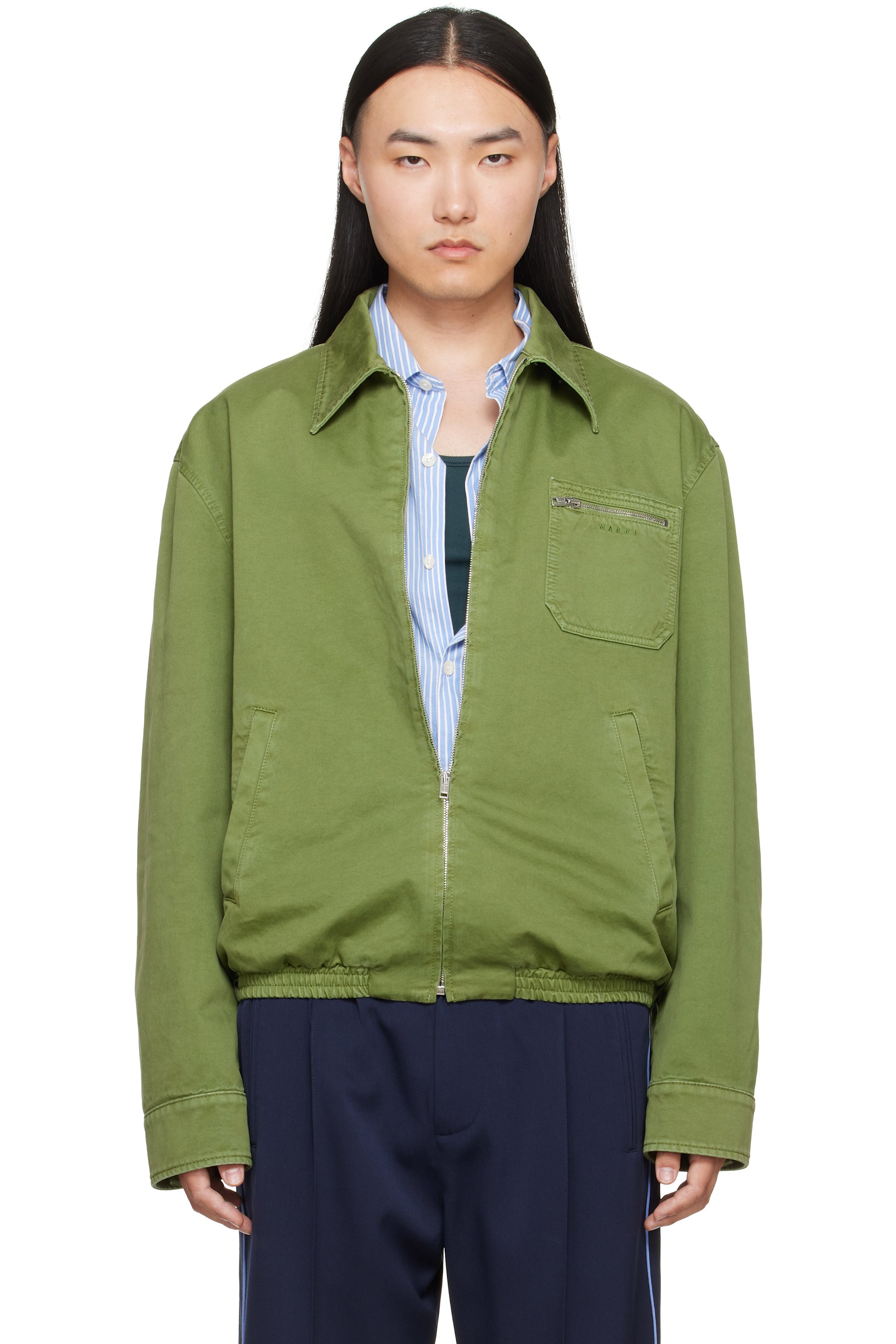 Marni - Blouson vert à glissière