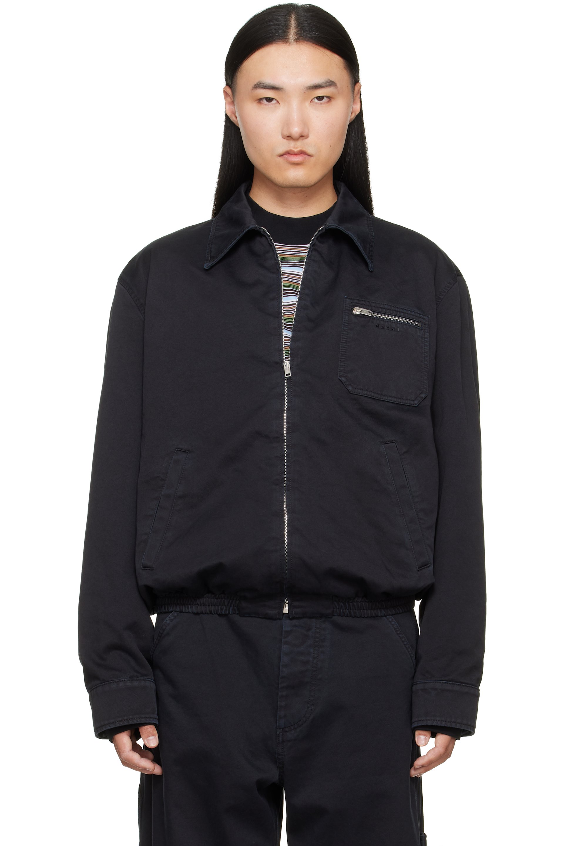 Marni - Blouson noir à glissière