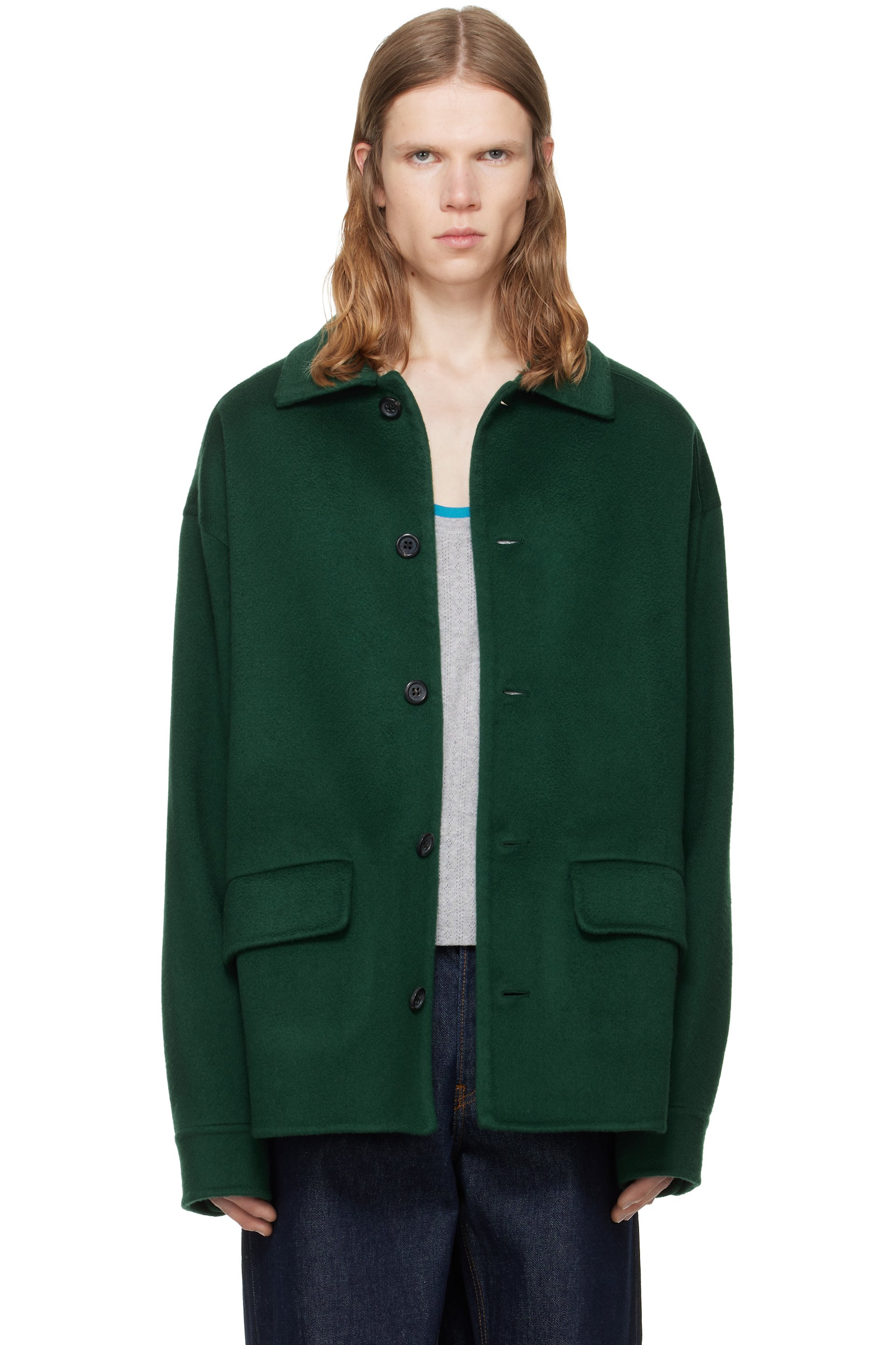 Marni - Blouson vert en laine et cachemire