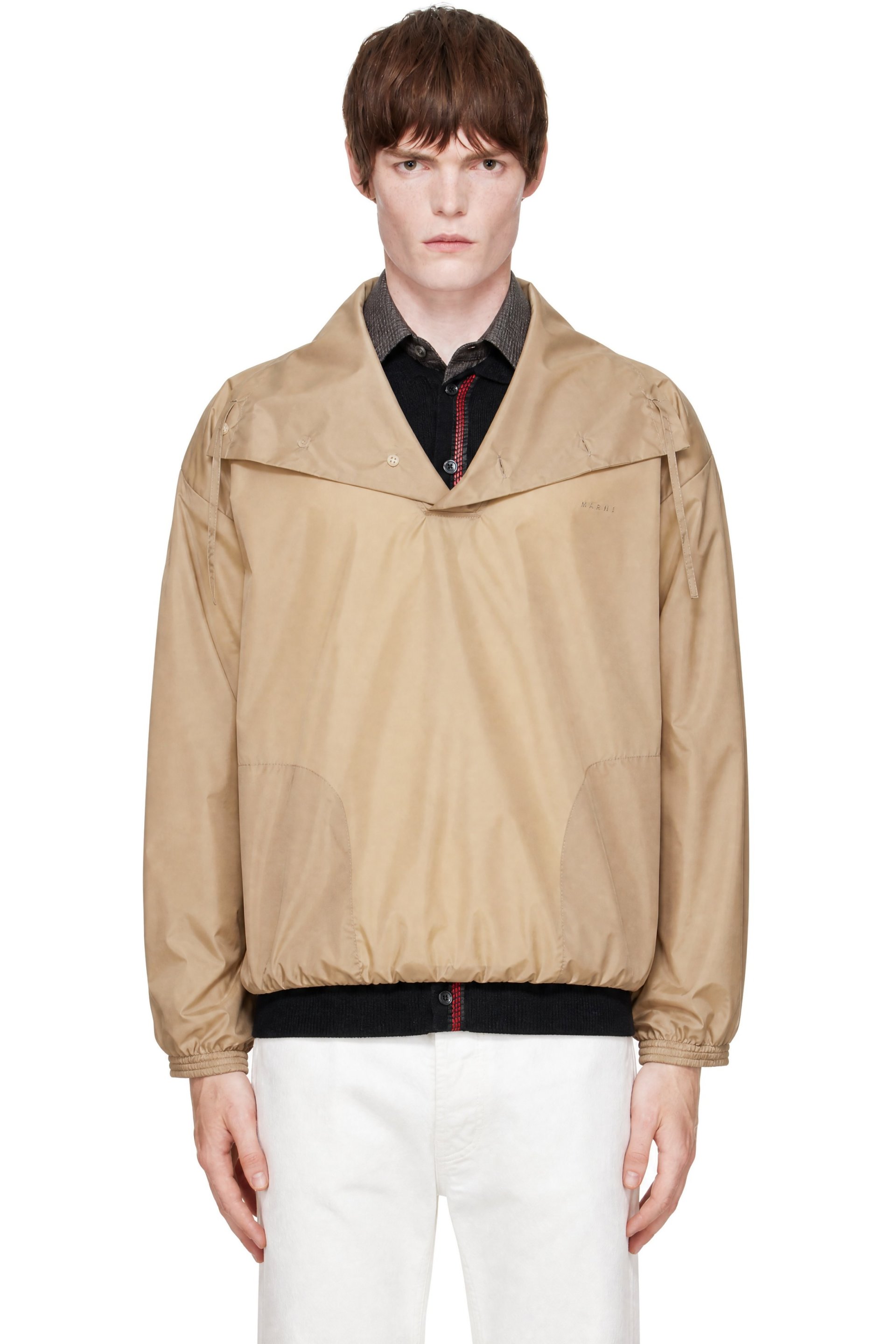 Marni - Beige Nylon Funnel Neck Jacket