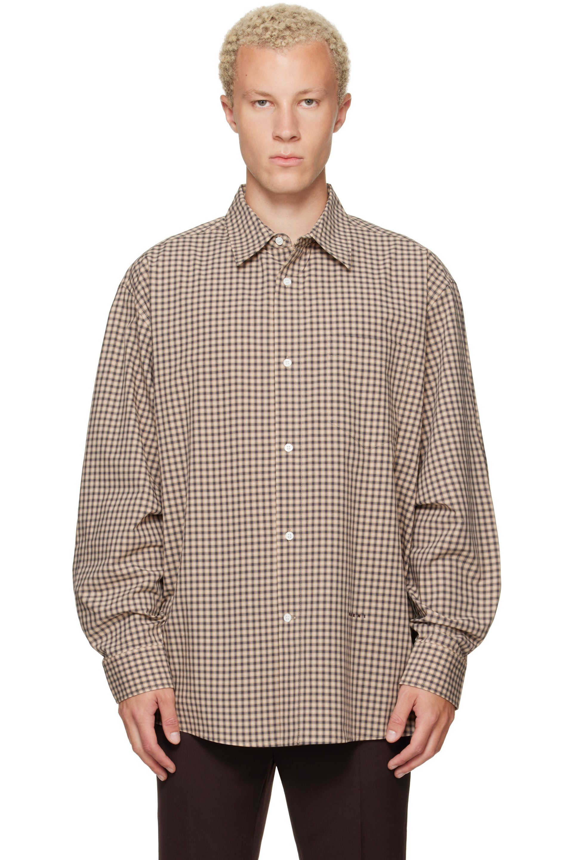 Marni - Beige Micro-Check Shirt
