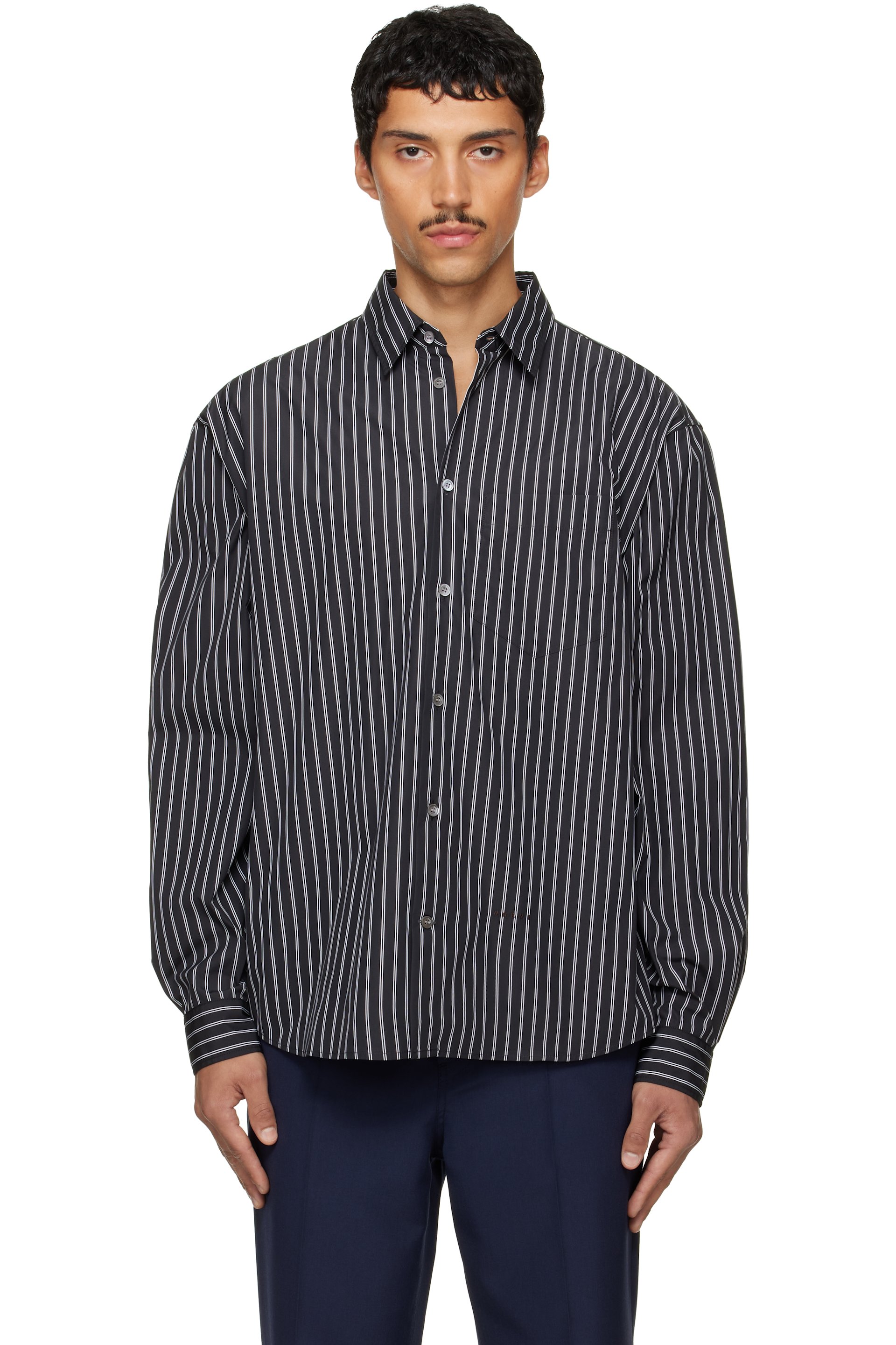 Marni - Chemise noire à rayures