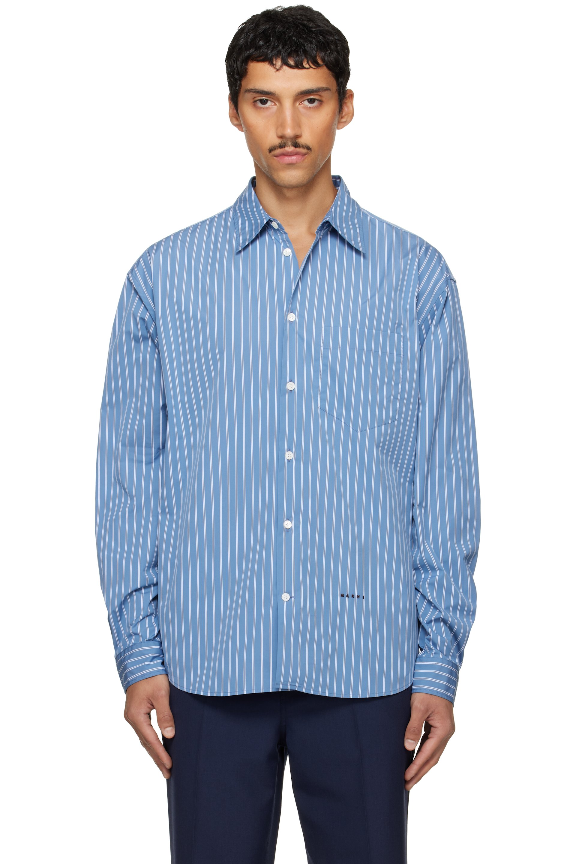 Marni - Chemise bleue à rayures