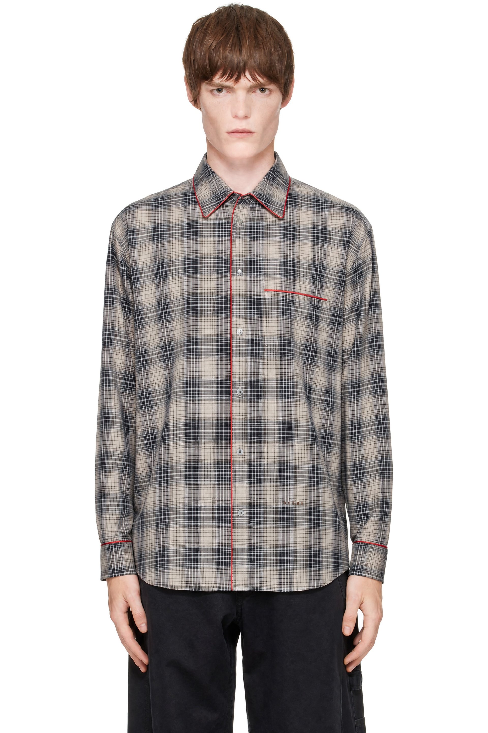 Marni - Brown Degradé Check Contrast Piping Shirt