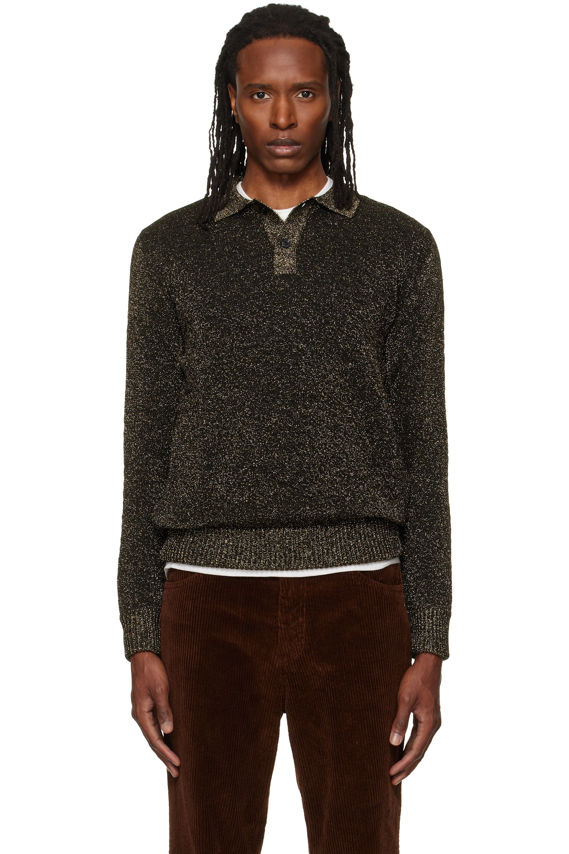Marni - Black Wool Lurex Detailing Polo