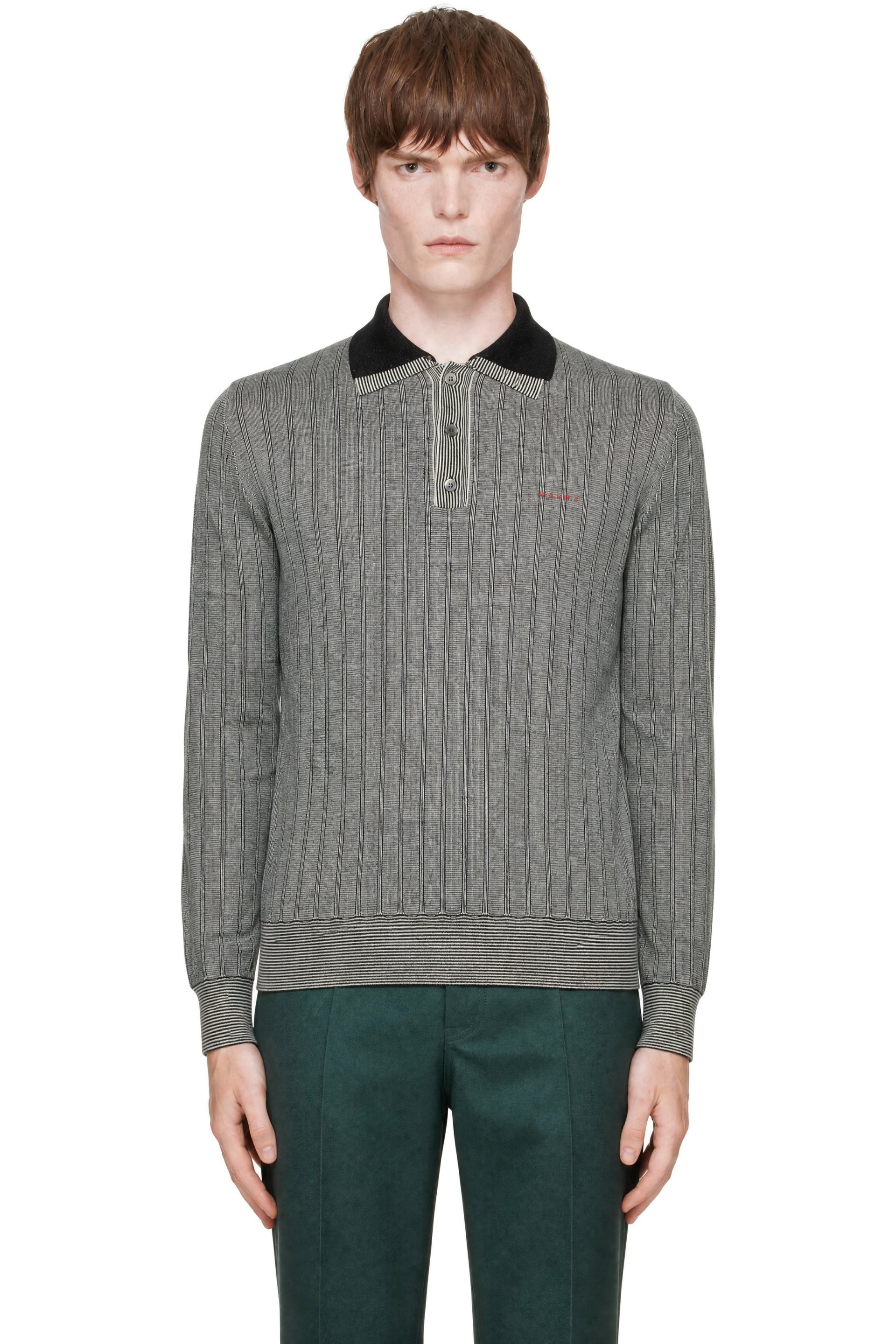 Marni - Black & White Virgin Wool Polo