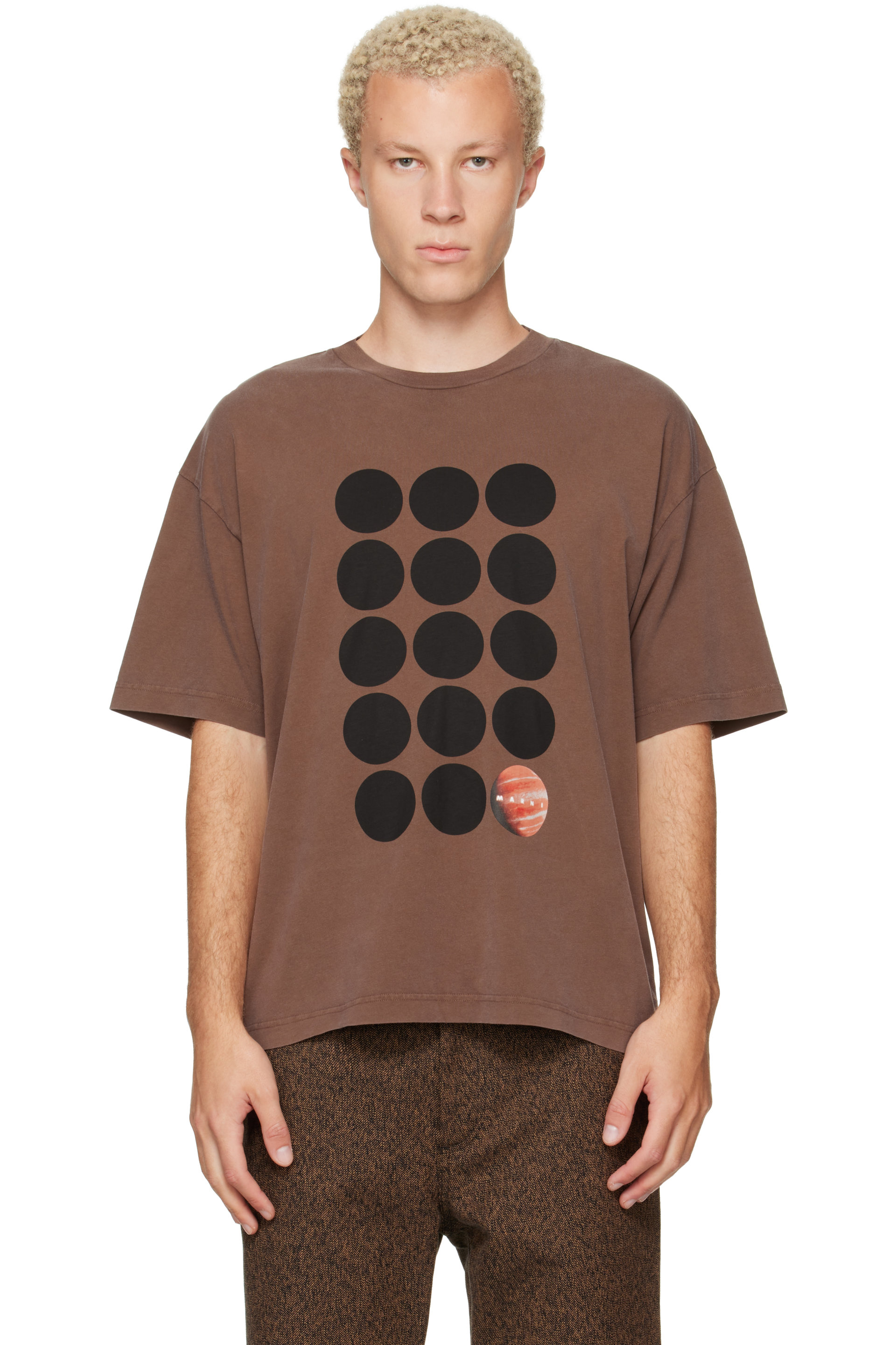 Marni - Brown Printed-Logo T-shirt