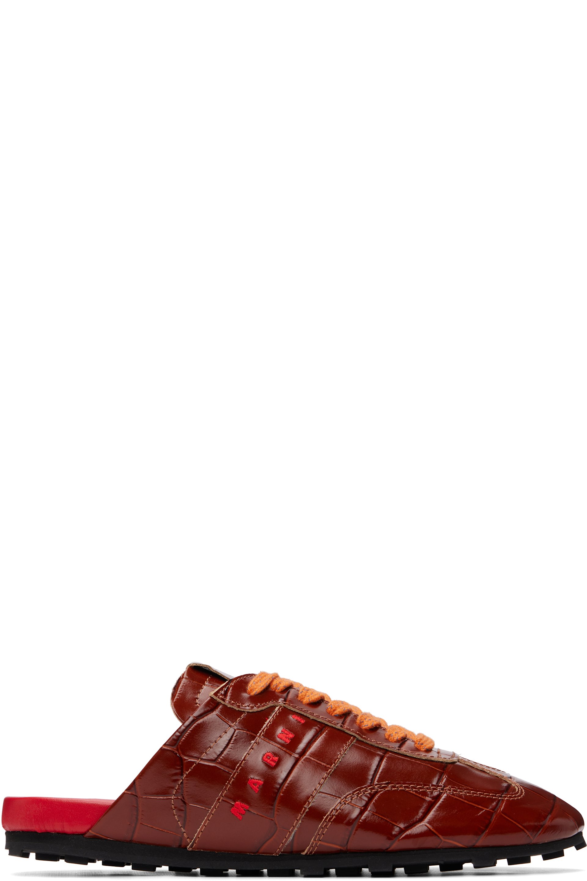 Marni - Brown Croc-Effect Leather Softy Soccer Slip-On Sneakers