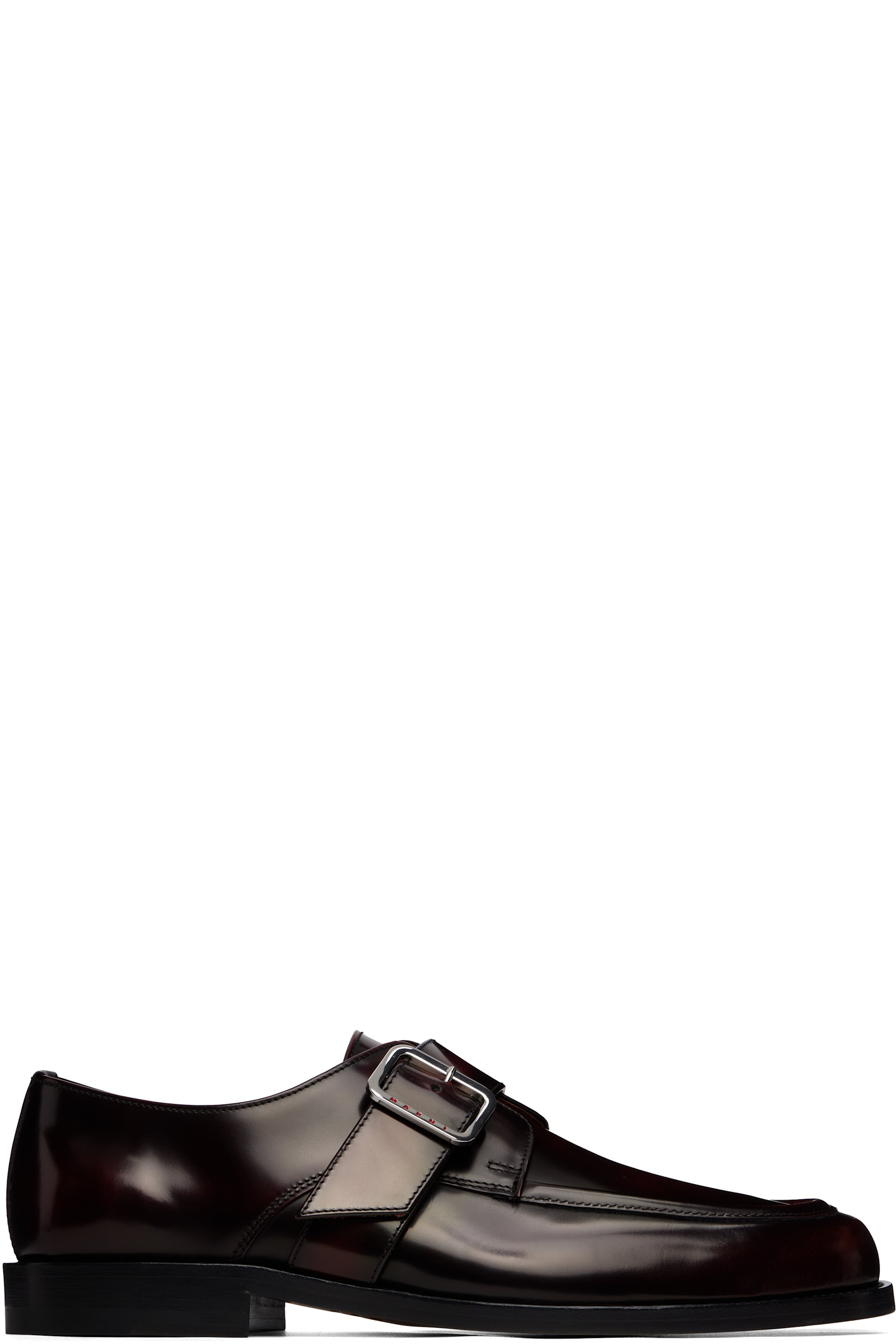 Marni - Burgundy Shaded Leather Buckle Monkstraps