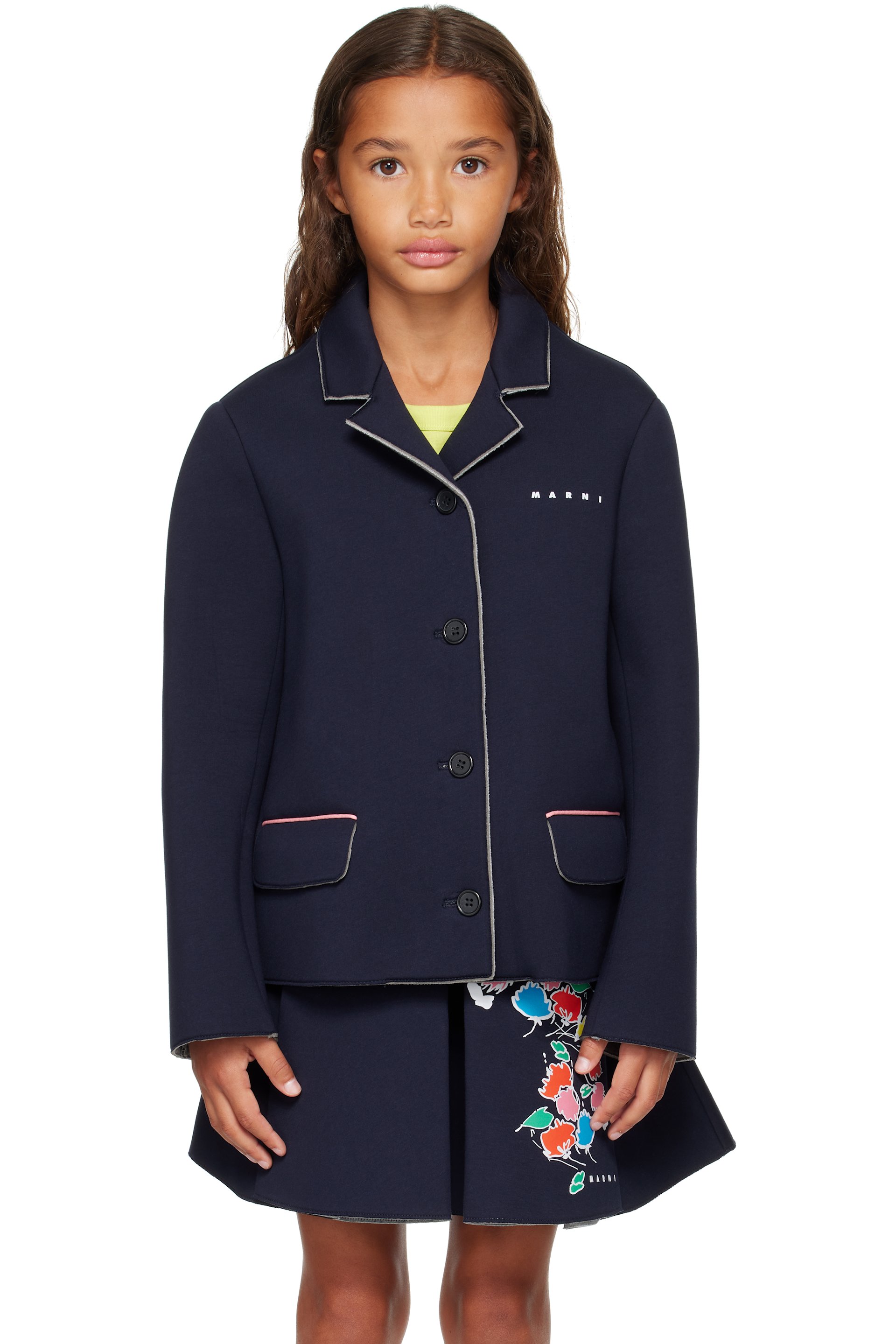 Marni - Kids Navy Jersey Blazer