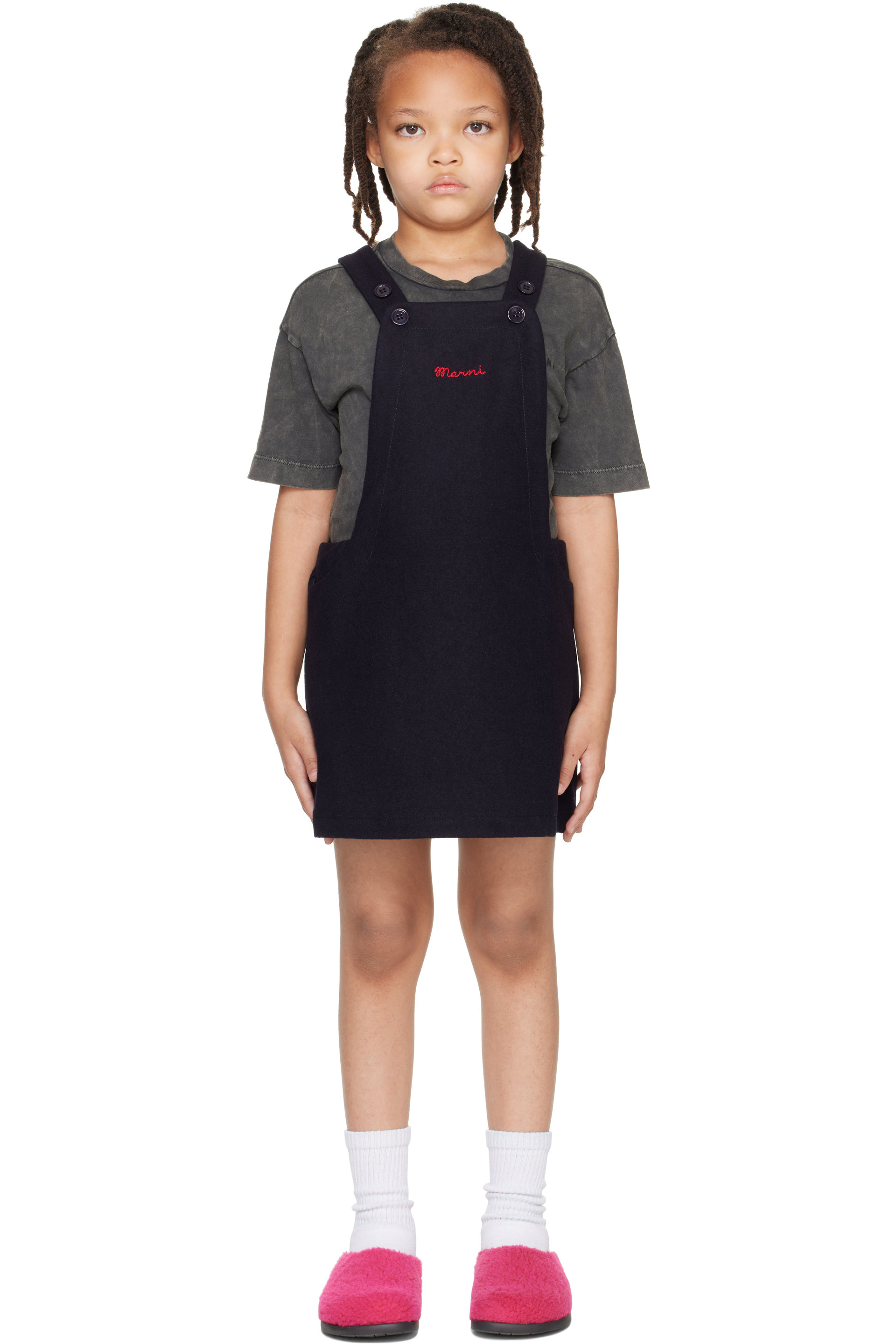 Marni - Kids Black Embroidered Logo Dress
