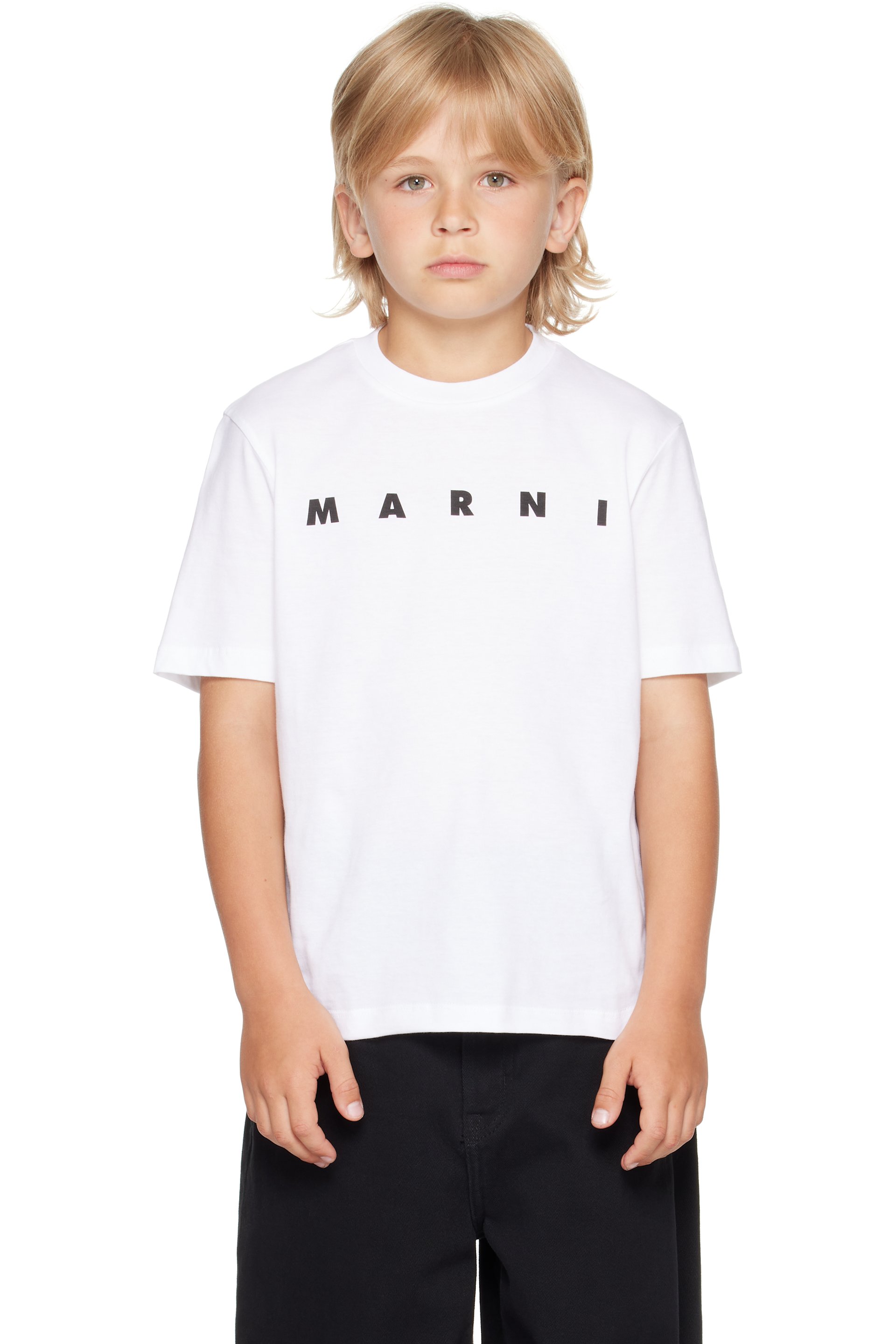 Marni - Kids White Printed-Logo T-shirt