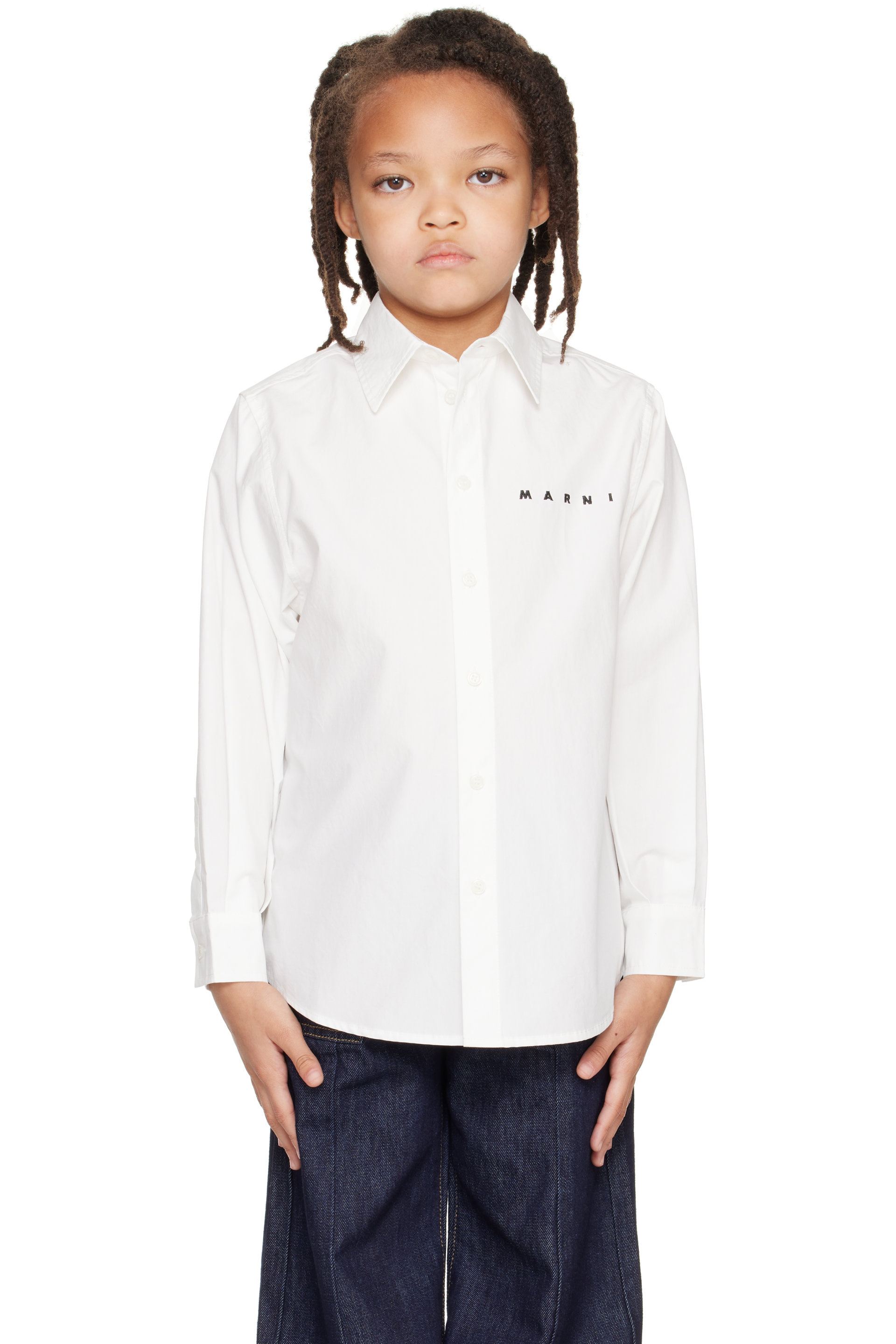 Marni - Kids White Embroidered Logo Shirt