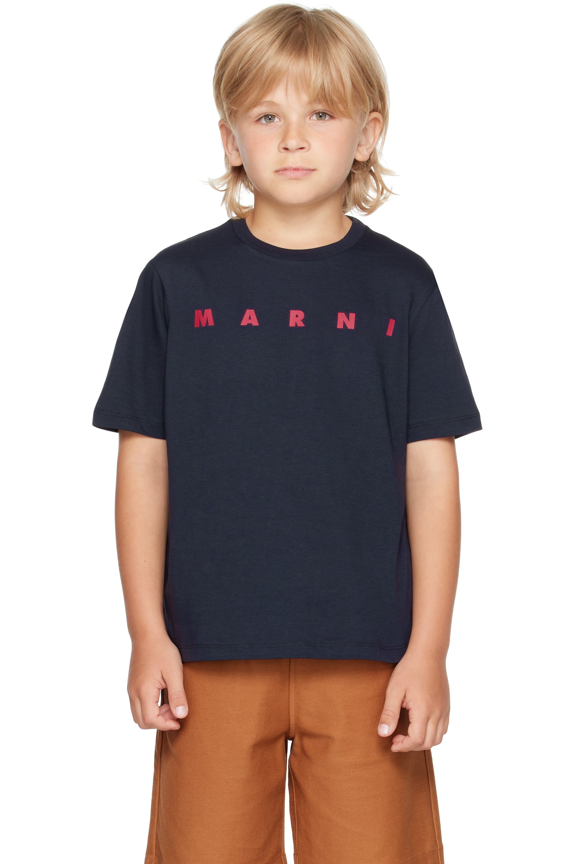 Marni - Kids Navy Printed-Logo T-shirt