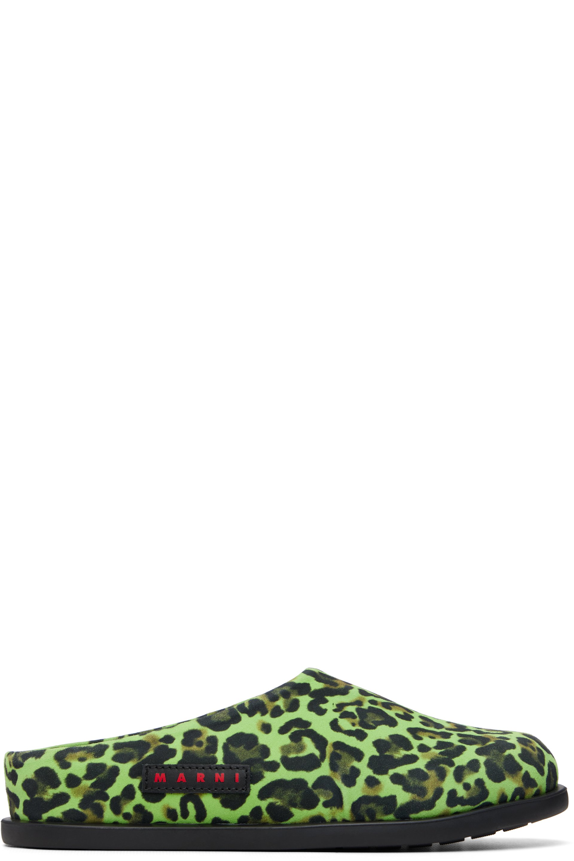 Marni - Jeune | Flâneurs à enfiler de style sabot Fussbett verts exclusifs à SSENSE