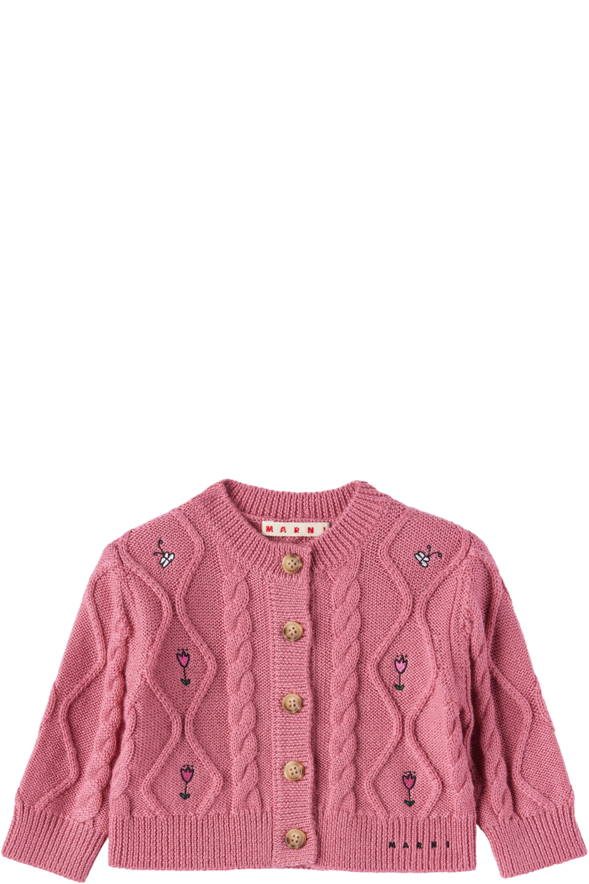 Marni - Baby Pink Cable Knit Cardigan